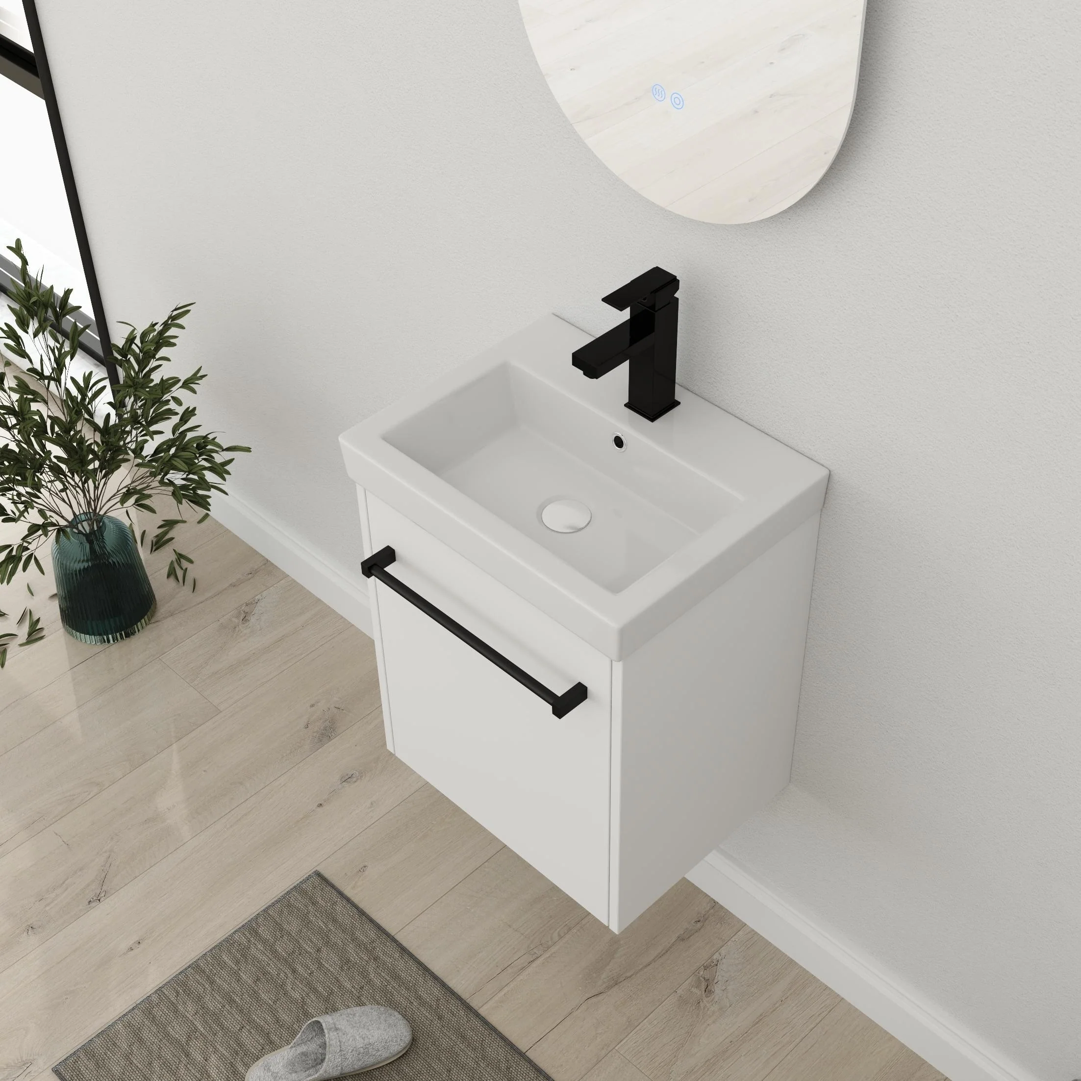 Bathroom Vanity With Sink In 16/18 Inch, Floating Bathroom Vanity With Soft Close Door
