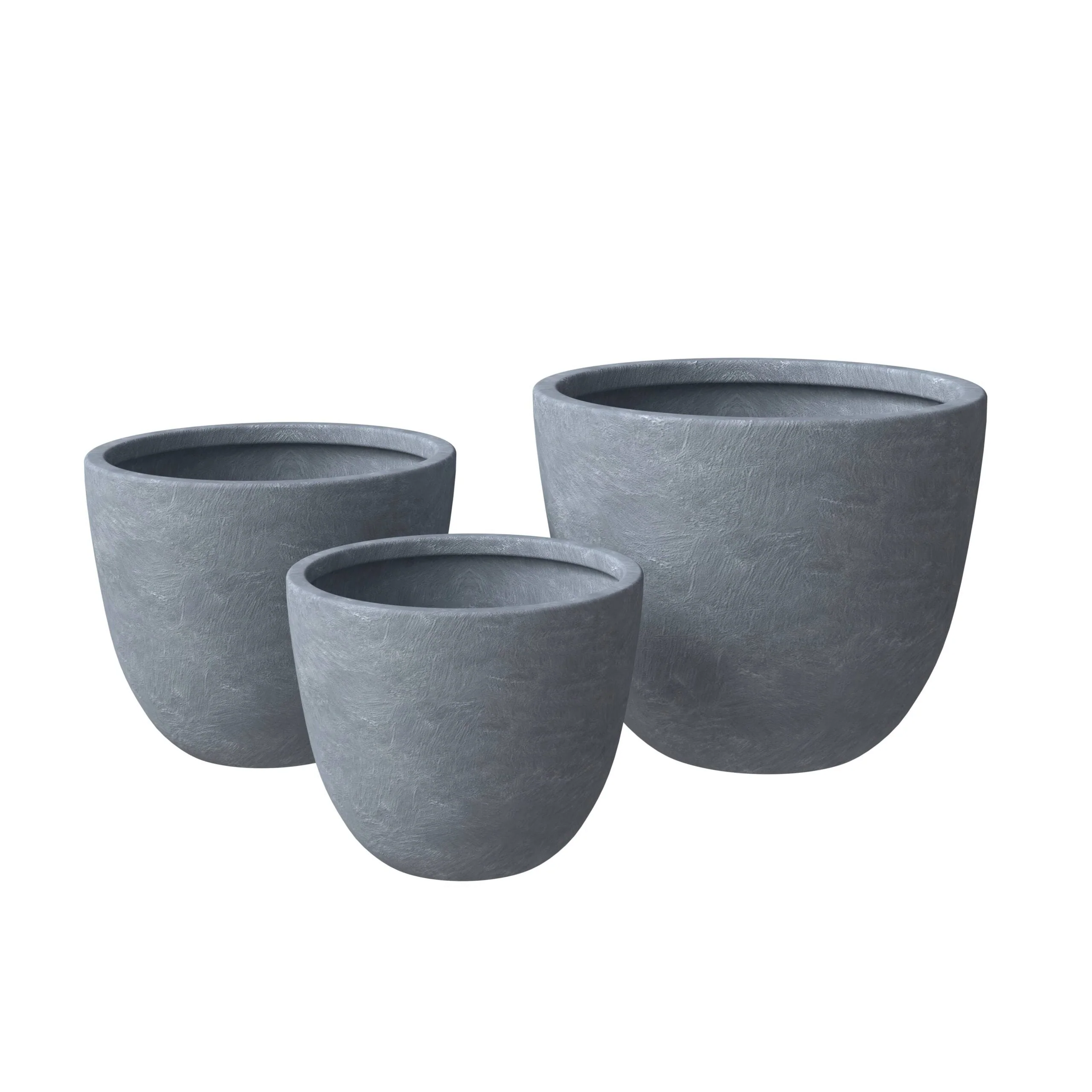 Dahlia 3-Piece Modern Round Planter Set, Durable Fiberstone & Clay Pots for Indoor & Outdoor Plants