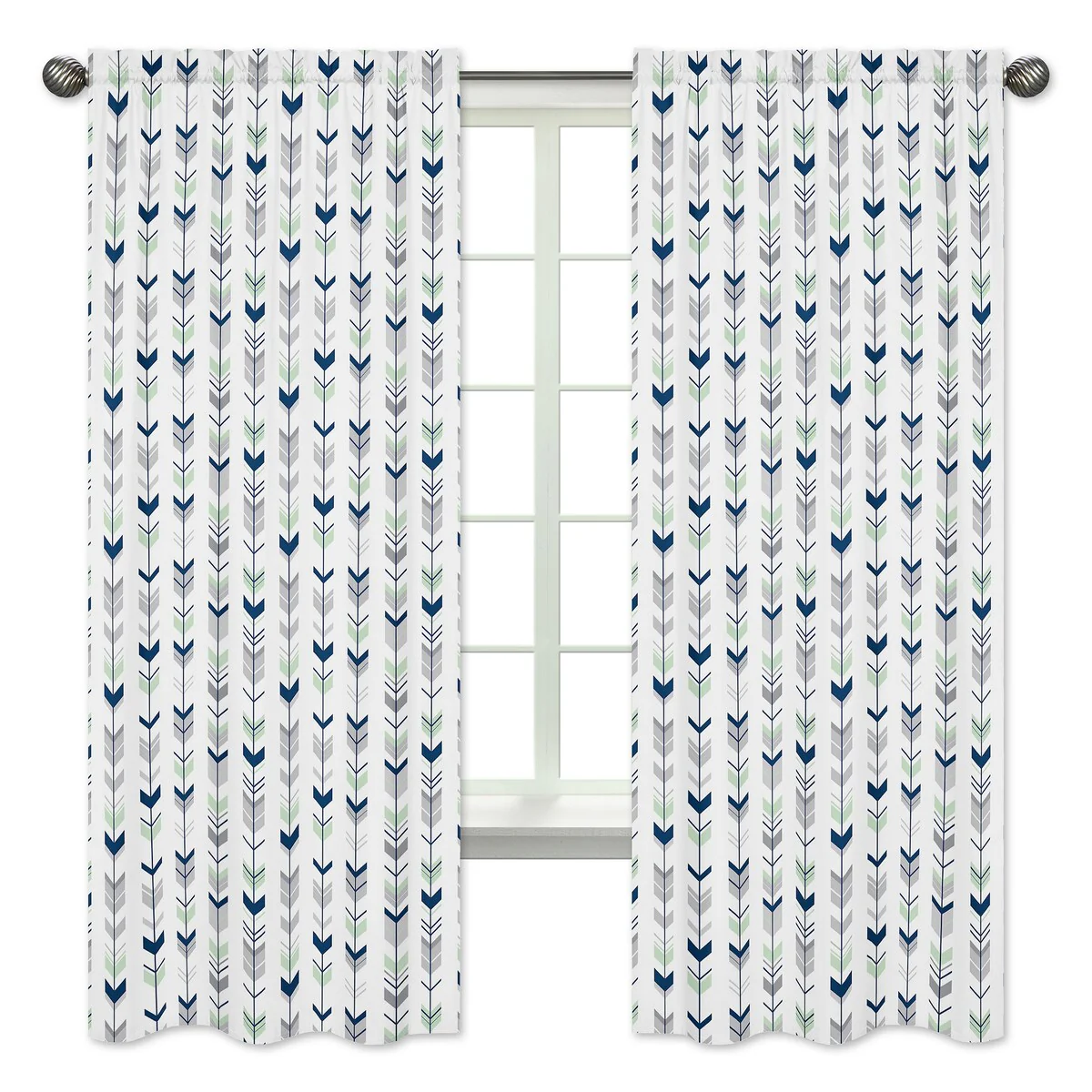 Sweet Jojo Designs Window Curtain Panels for the Grey and Mint Mod Arrow Collection