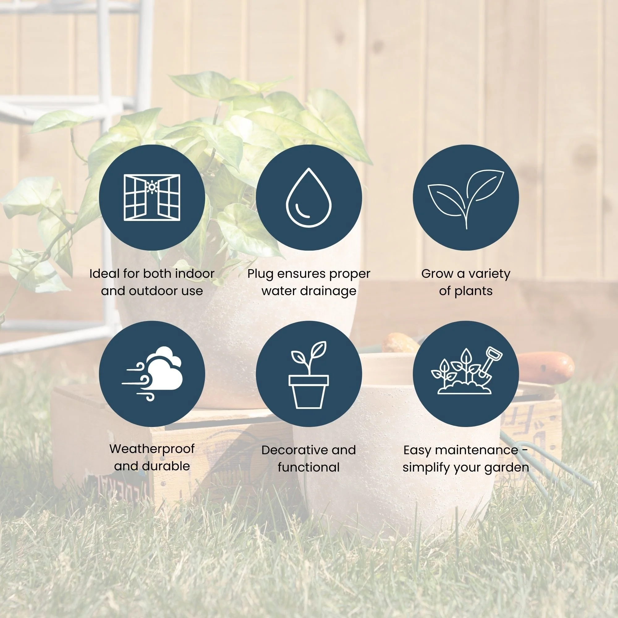 Sullivans 16.25 in., 20.25 in. and 24 in. Trimmed Medium Tapered Planter - Set of 3