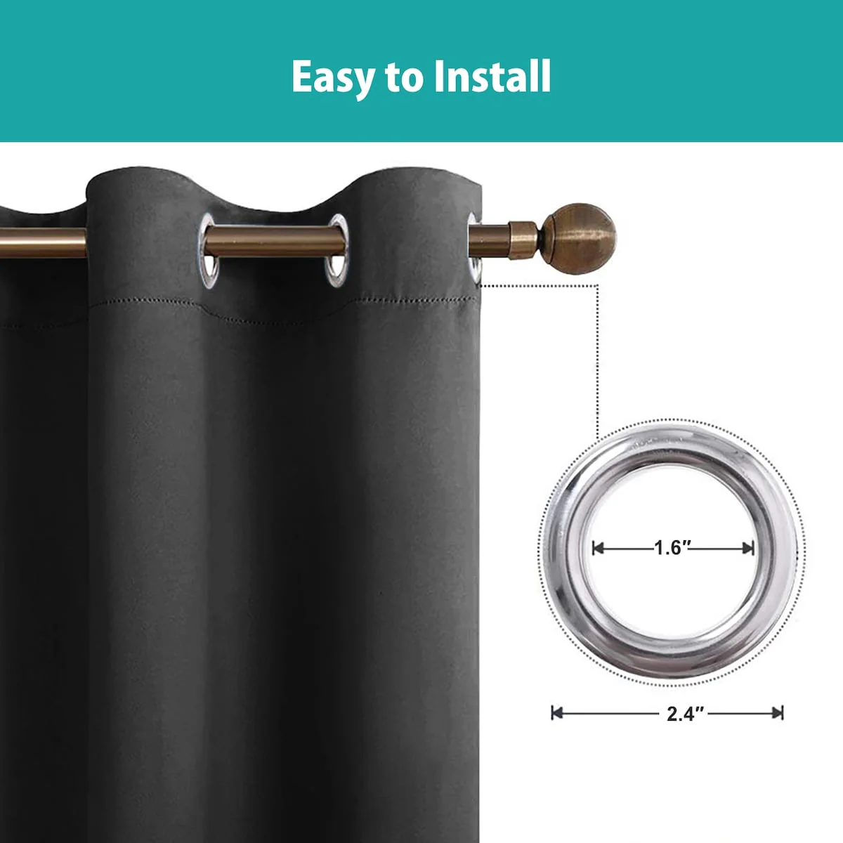 Pro Space Room Solid Grommet Top Curtain Insulated Thermal Blackout Window Drape (1 Panel)