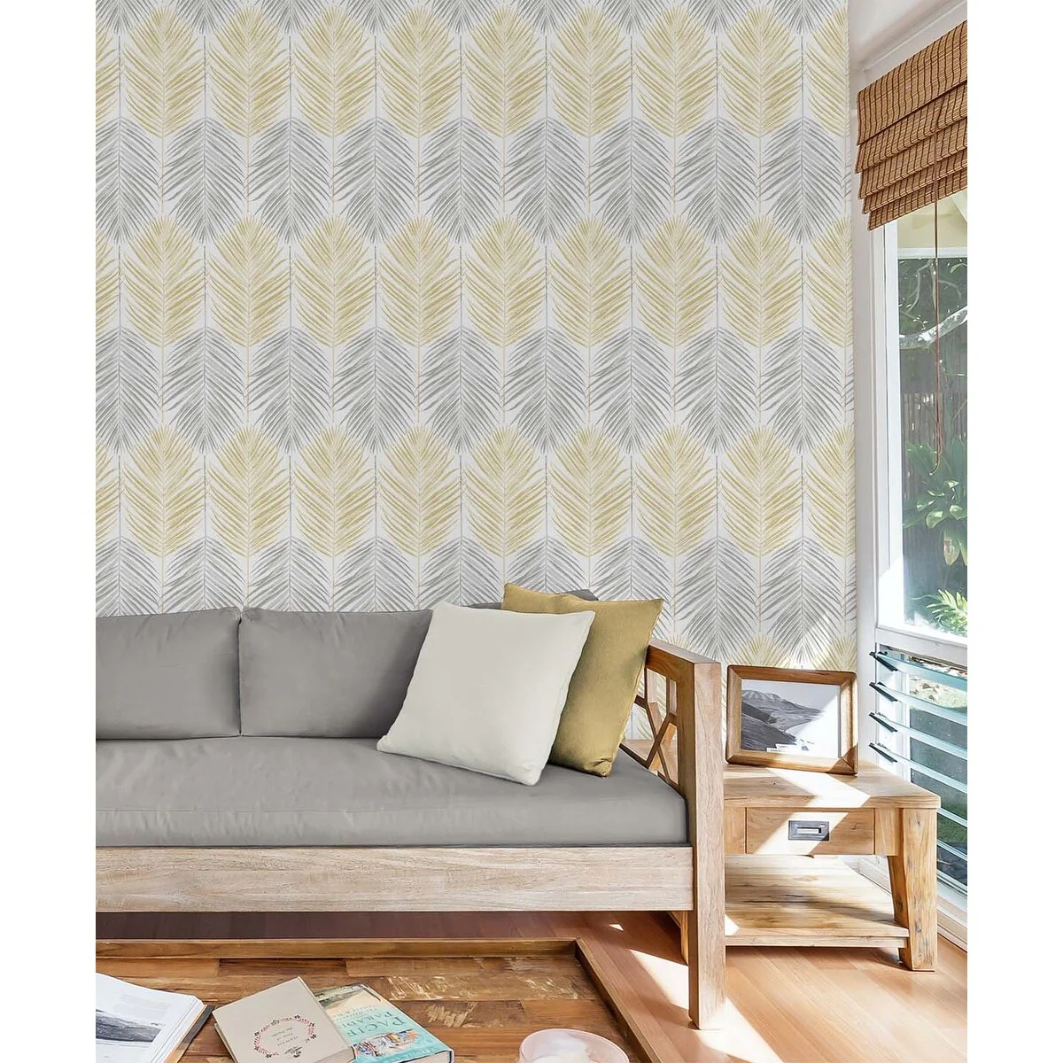 NextWall Two Toned Palm Peel and Stick Wallpaper