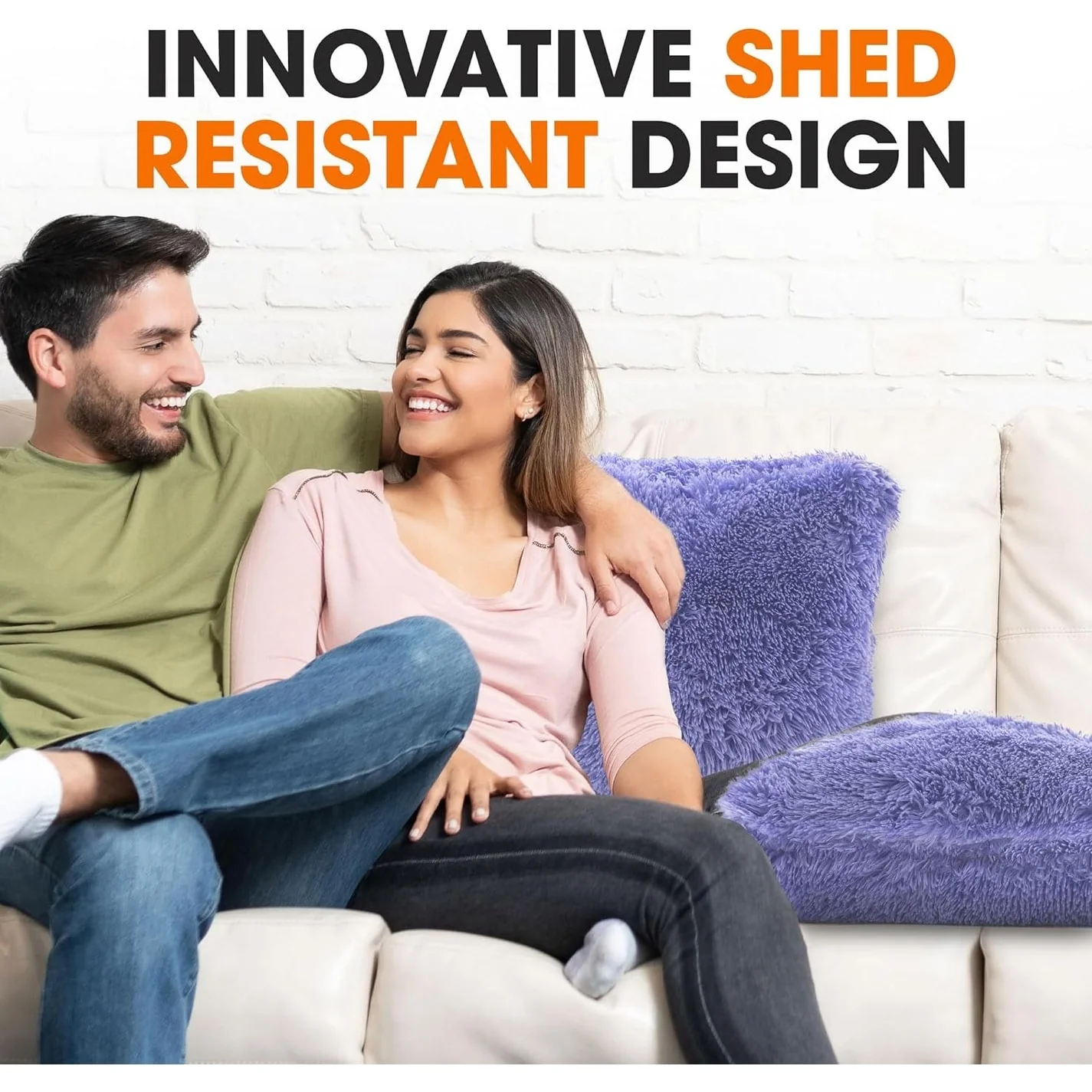 Cheer Collection Shaggy Long Hair Throw Pillows (Set of 2)