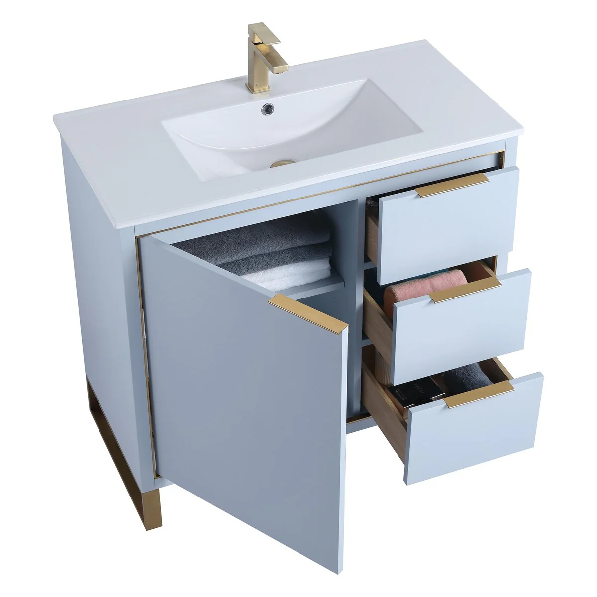 Fine Fixtures Opulence Collection Bathroom Vanity with White Ceramic Sink