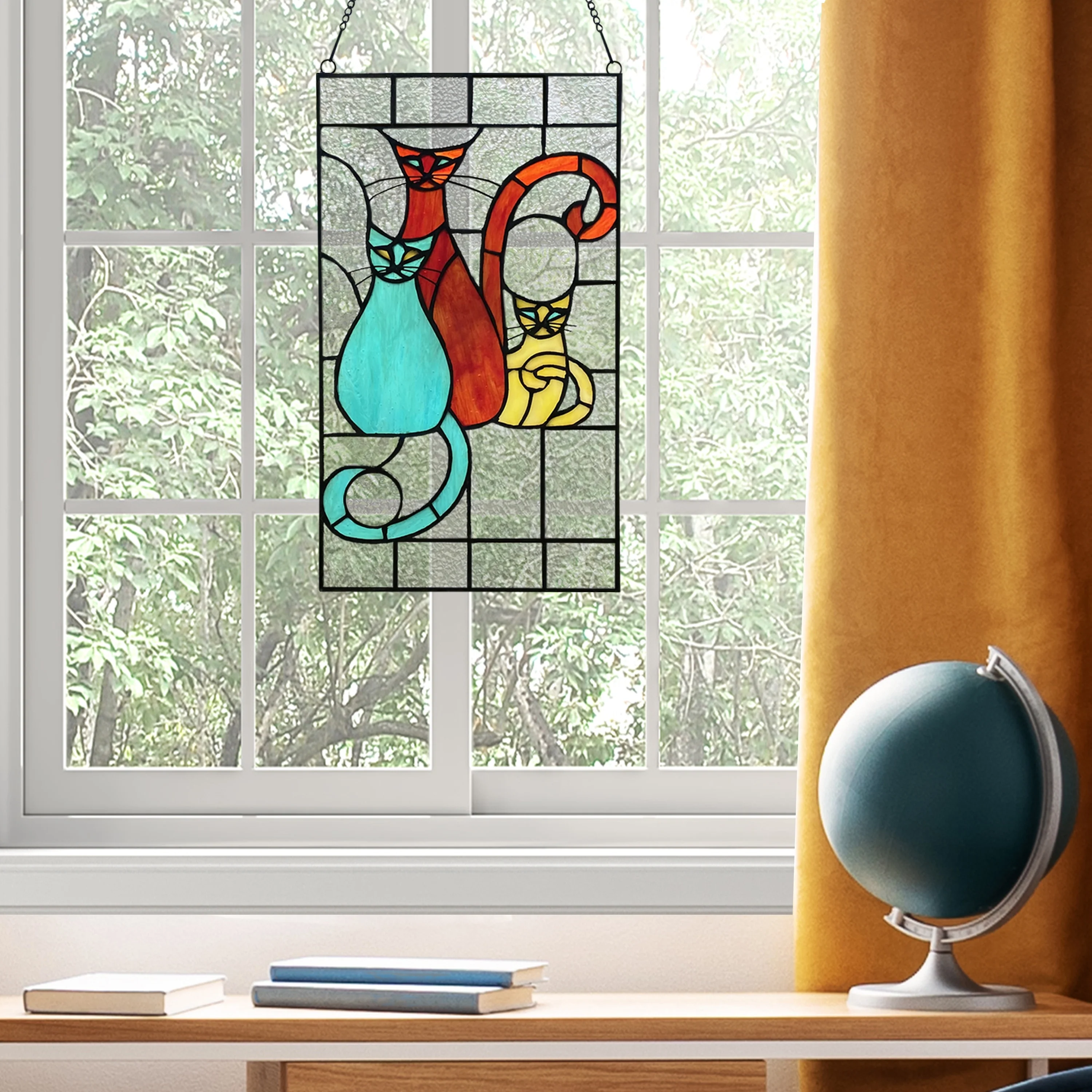 River of Goods River of Goods 14-Inch Coy Cats Trio Stained Glass Window Panel - 8
