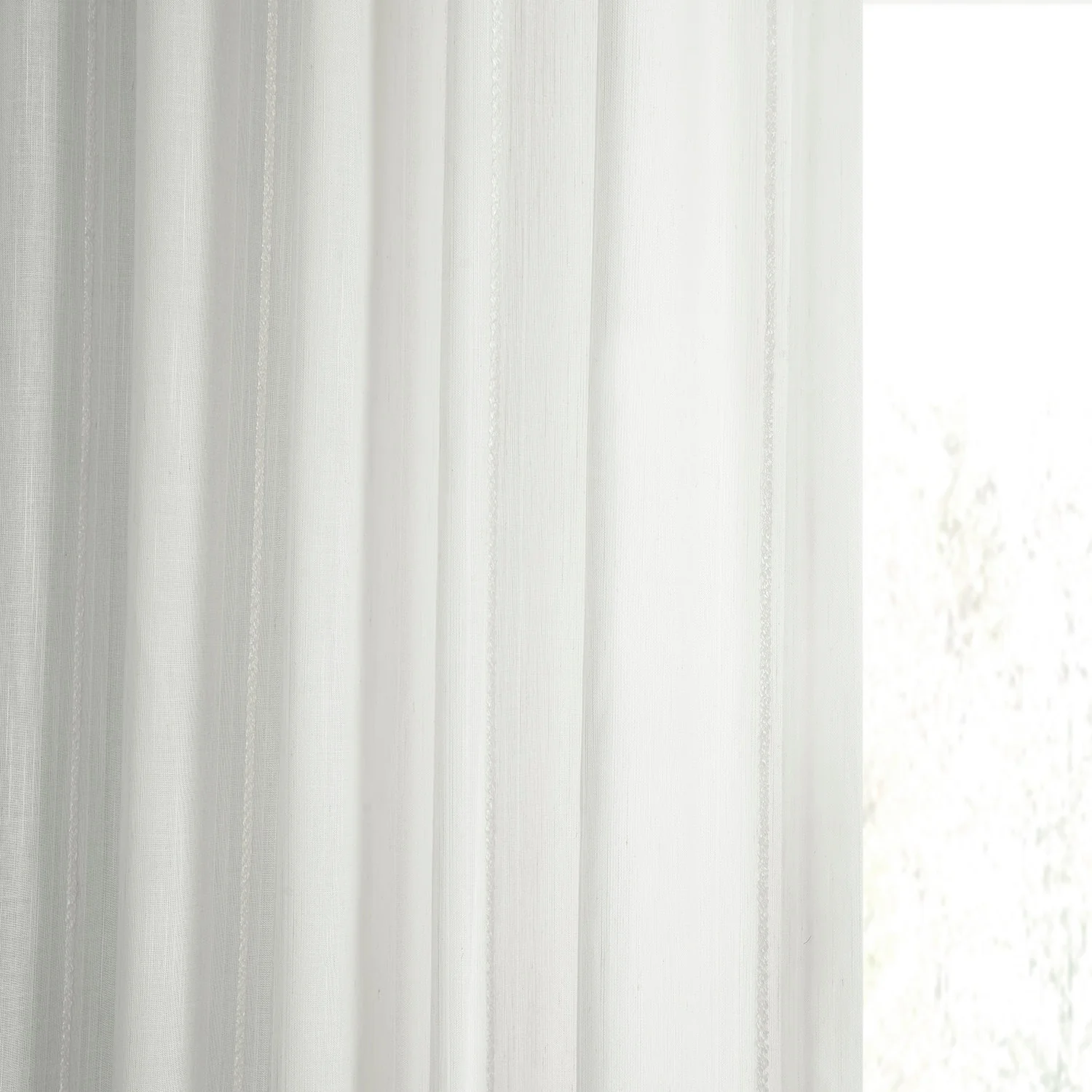 Exclusive Fabrics Aruba Striped Linen Sheer Curtain (1 Panel)