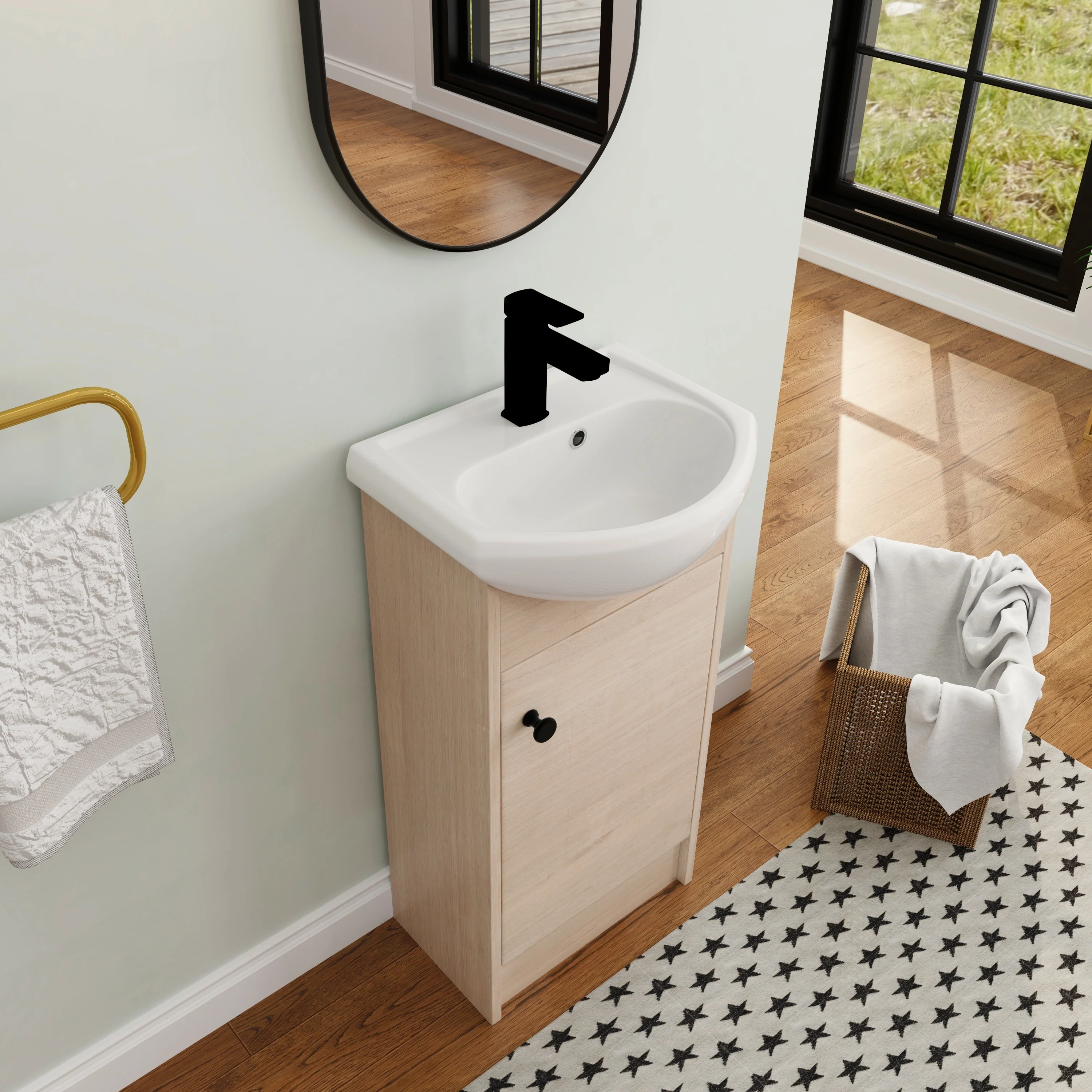 BNK 16/18/23 inch Freestanding/Floating Bathroom Vanity with Single Sink,Powder Room Vanity with Soft Close Door