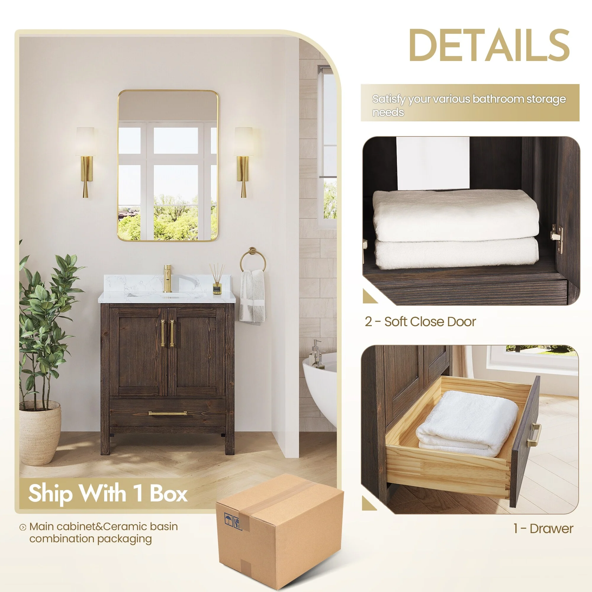 Shannon Bath Vanity with Composite Stone Countertop without Mirror