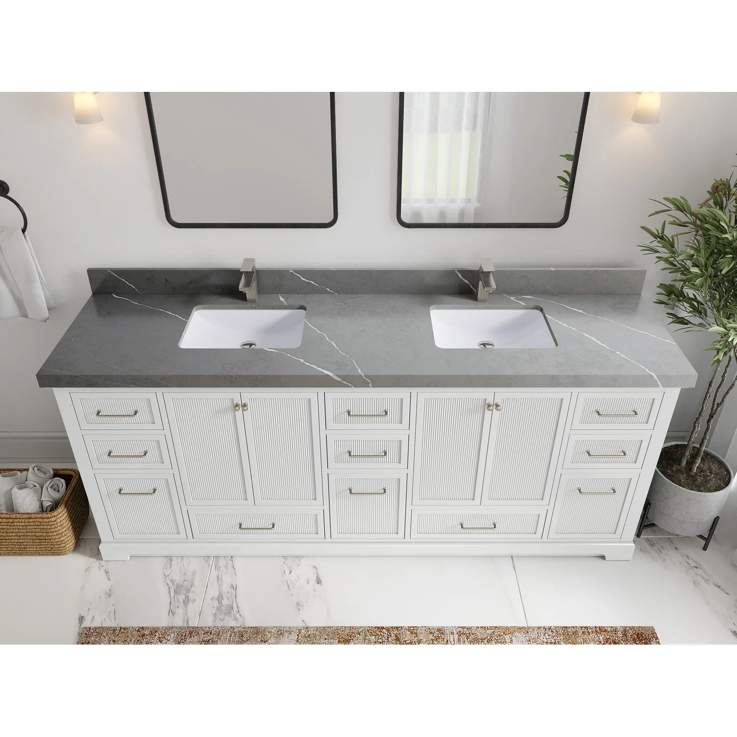 Willow Collections 84 in. W x 22 in. D Alys Double Bowl Sink Bathroom Vanity with Countertop