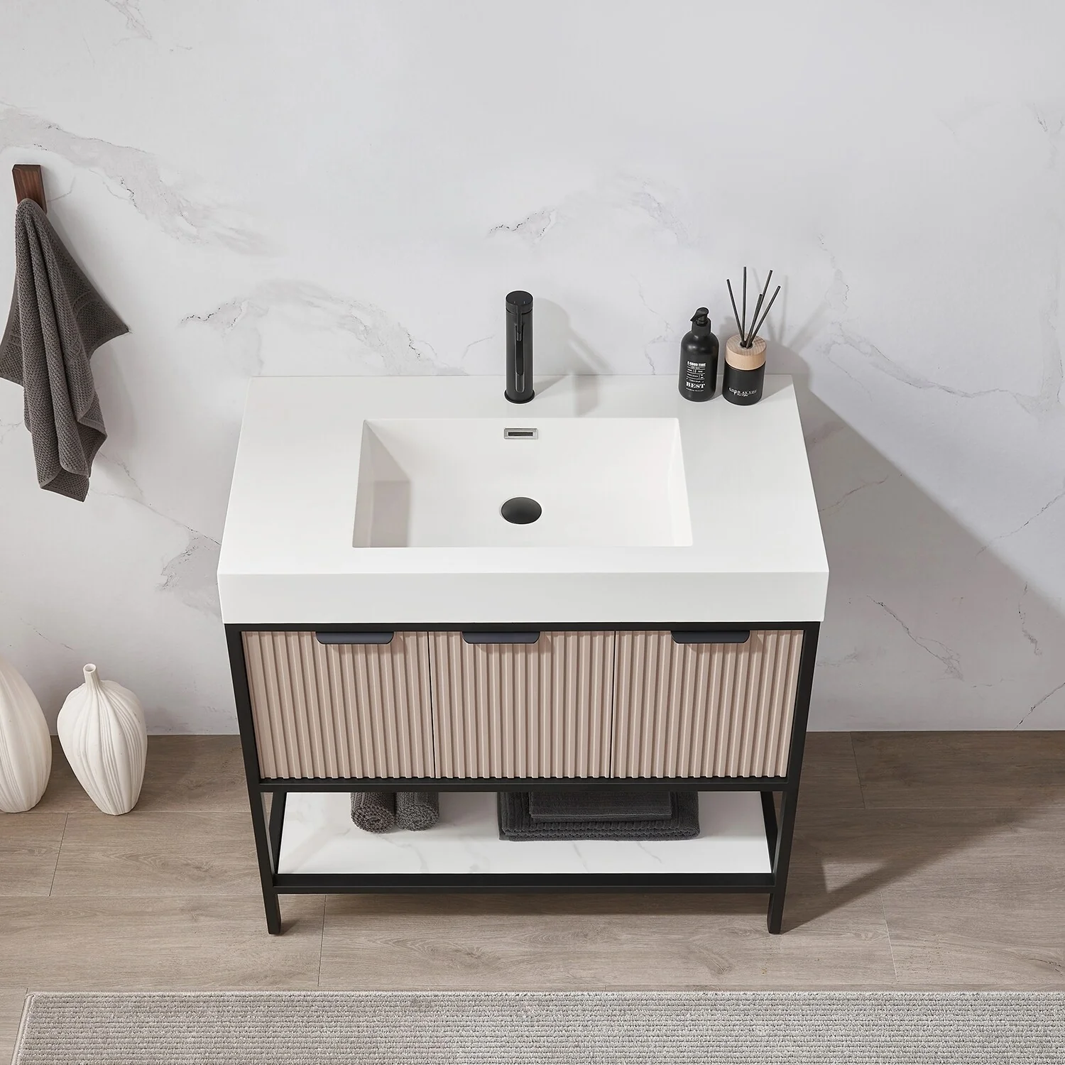 Marcilla 36 in. Single Sink Bath Vanity with Stone Sink Top