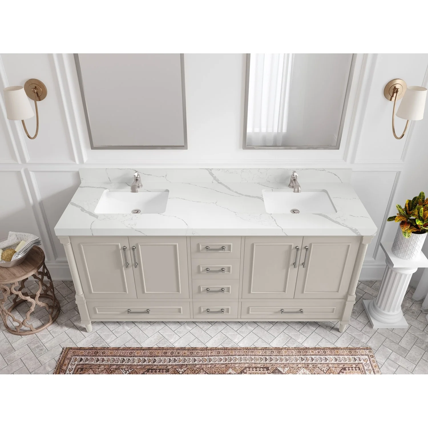 Willow Collections 72 in. W x 22 in. D Aberdeen Double Sink Bathroom Vanity with Countertops