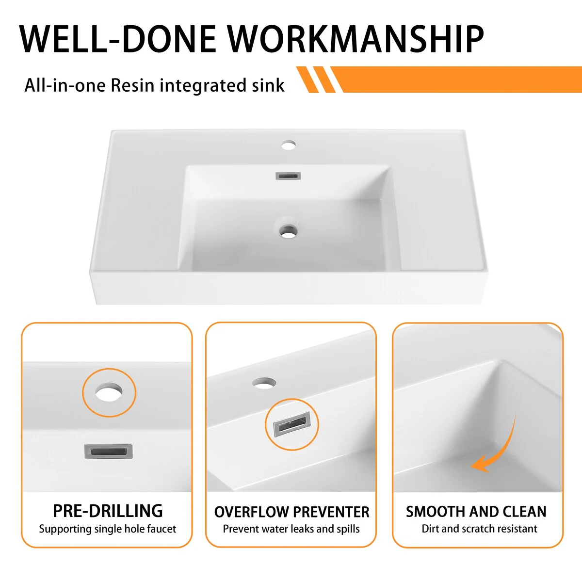 Bathroom Vanity With Sink In 24/30/36 Inch, Floating Bathroom Vanity with Soft Close Door