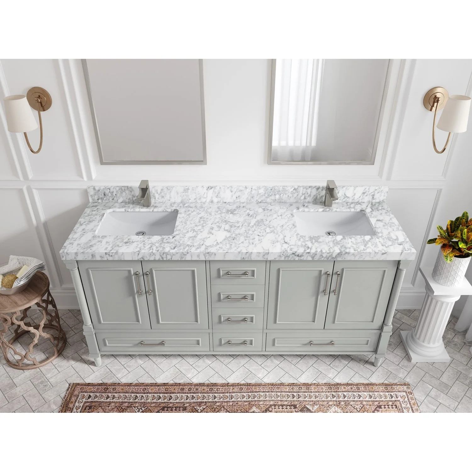 Willow Collections 72 in. W x 22 in. D Aberdeen Double Sink Bathroom Vanity with Countertops