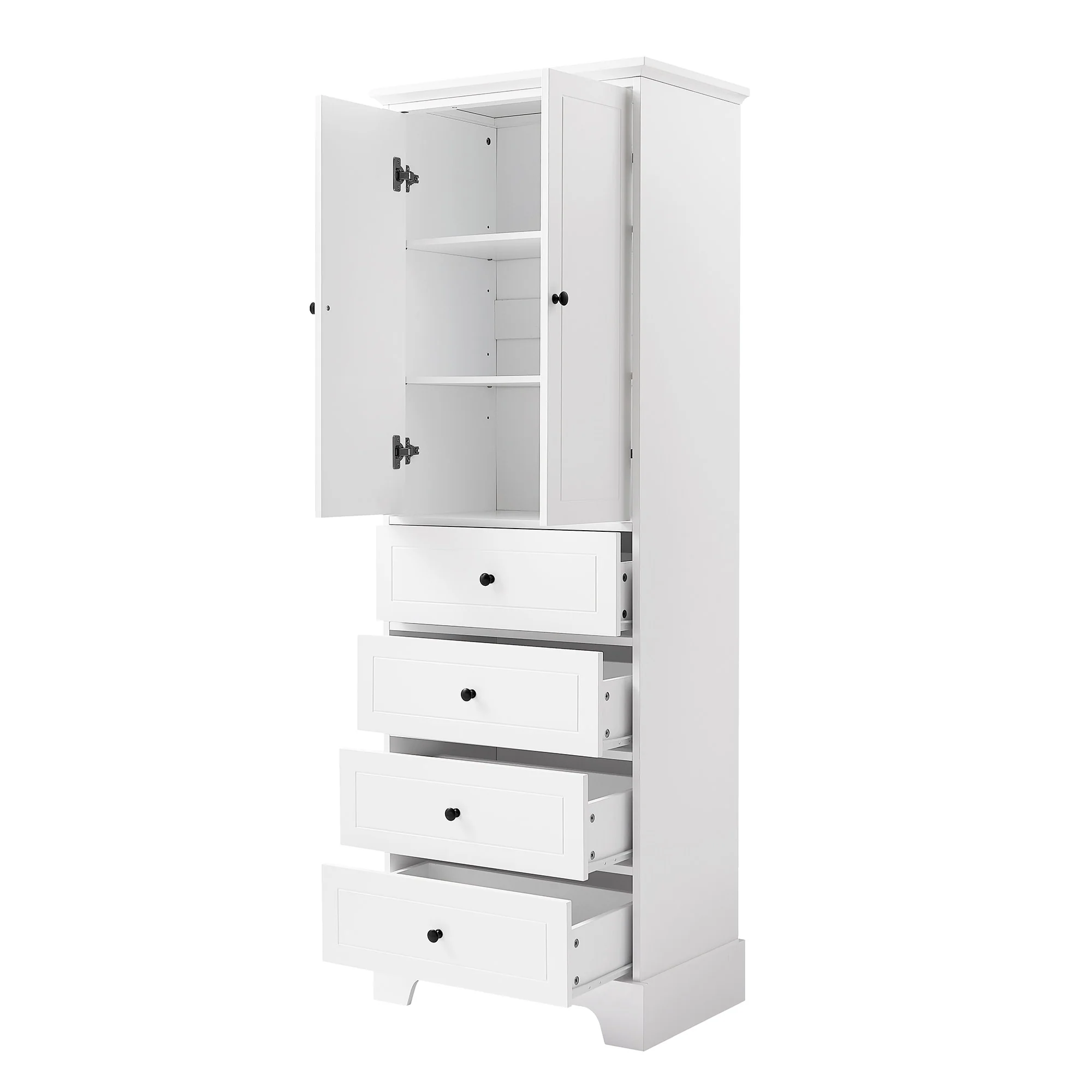 Modern Storage Cabinet with 2 Doors and 4 Drawers for Bathroom, Office