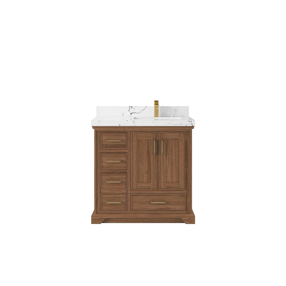 Willow Collections 36 in. W x 22 in. D Charlotte Teak Right Offset Sink Bathroom Solid Teak Vanity with Countertop