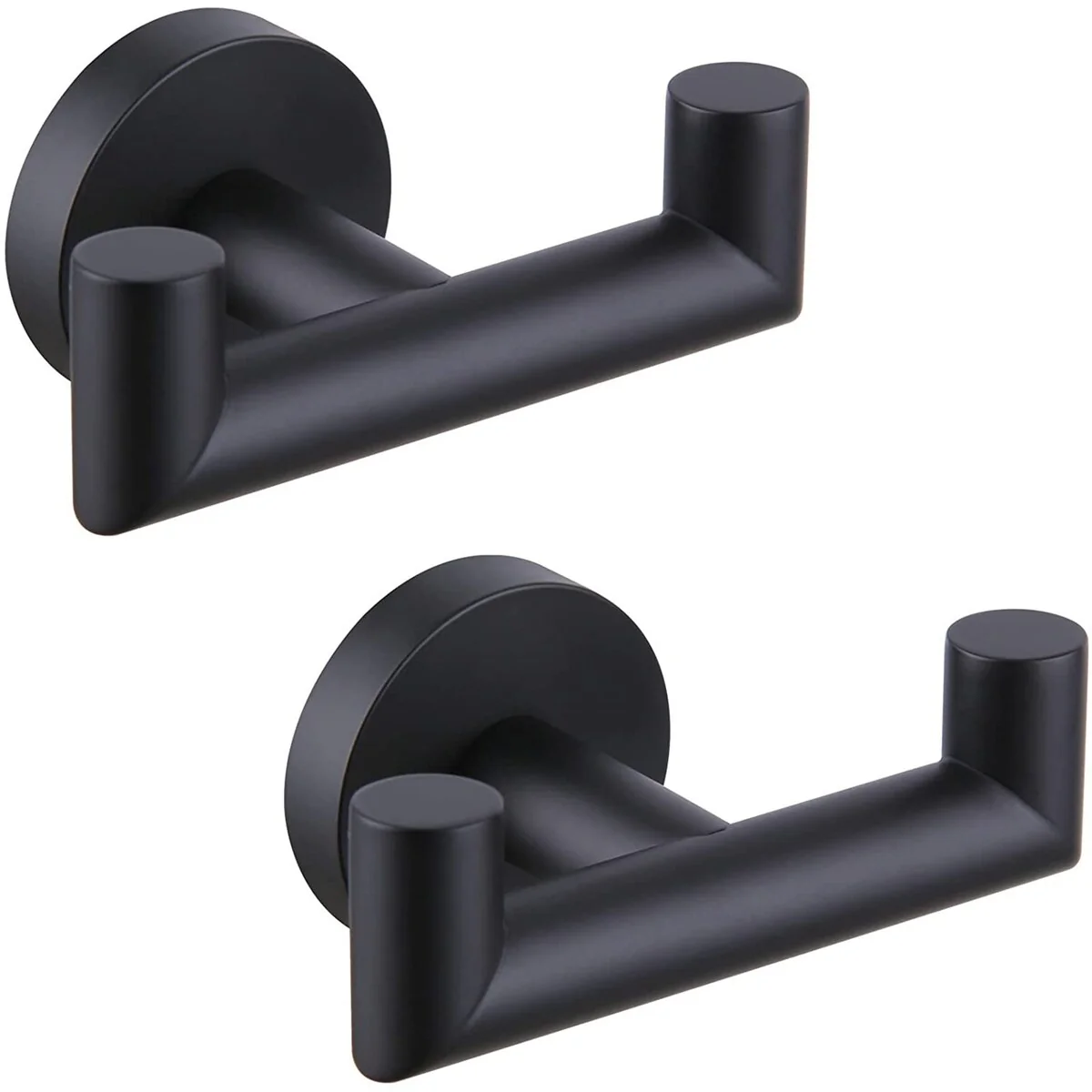 Bathroom Robe and Towel Double Hook Stainless Steel(Set of 2) - Matte Black