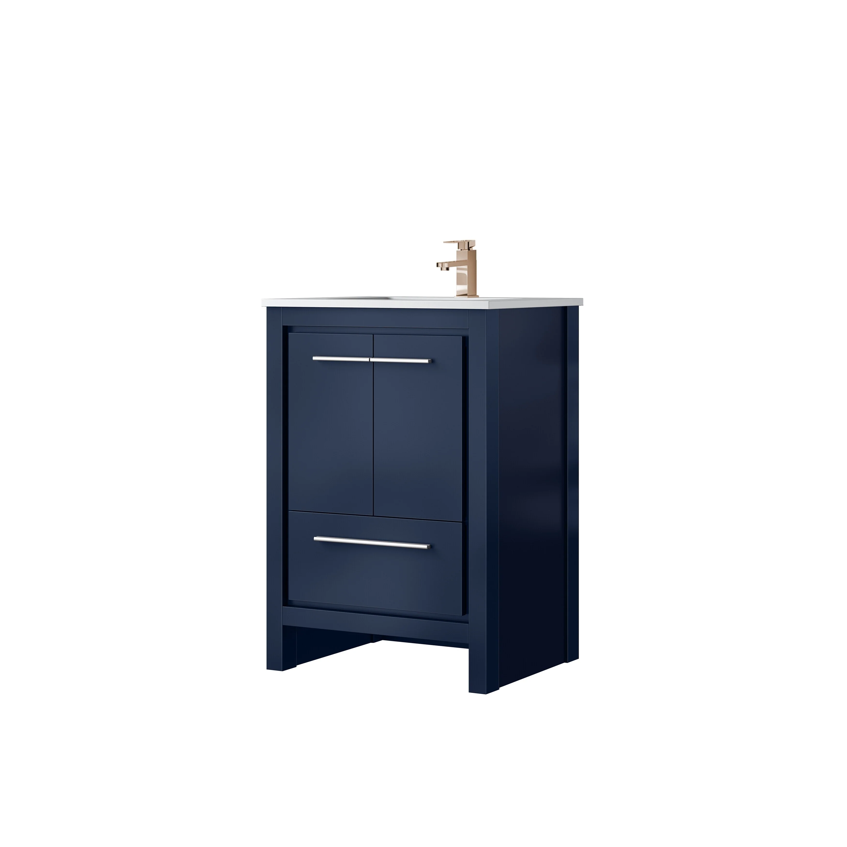 Lafarre Bath Vanity Cultured Marble Top, Sink and Rose Gold Faucet
