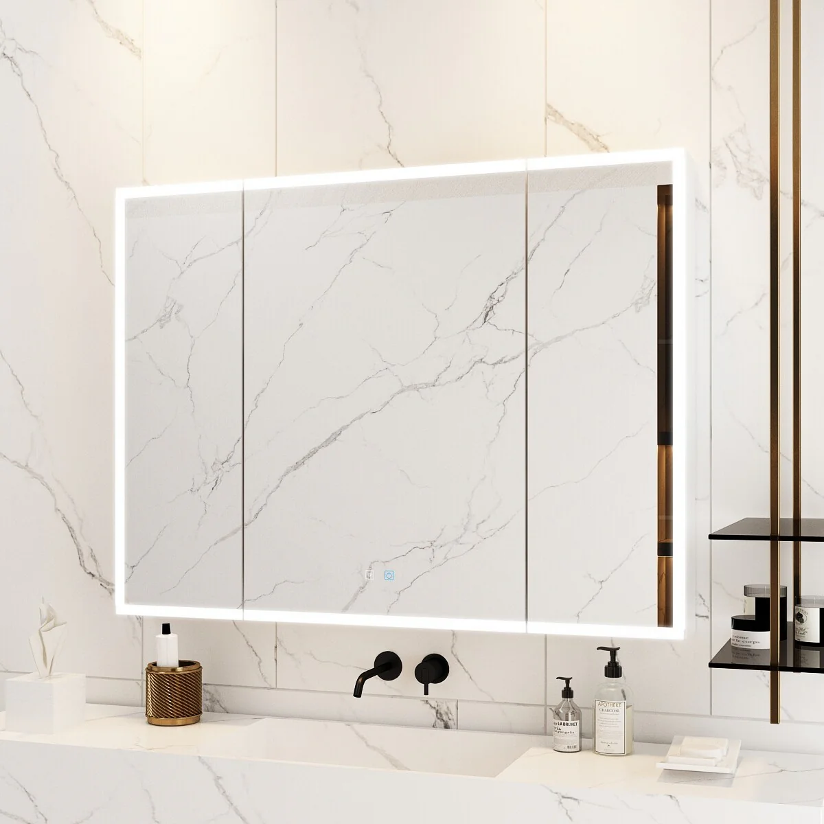 Sleek Anti-Fog Bathroom Medicine Cabinet with Dimmable LED Lights - 45.9