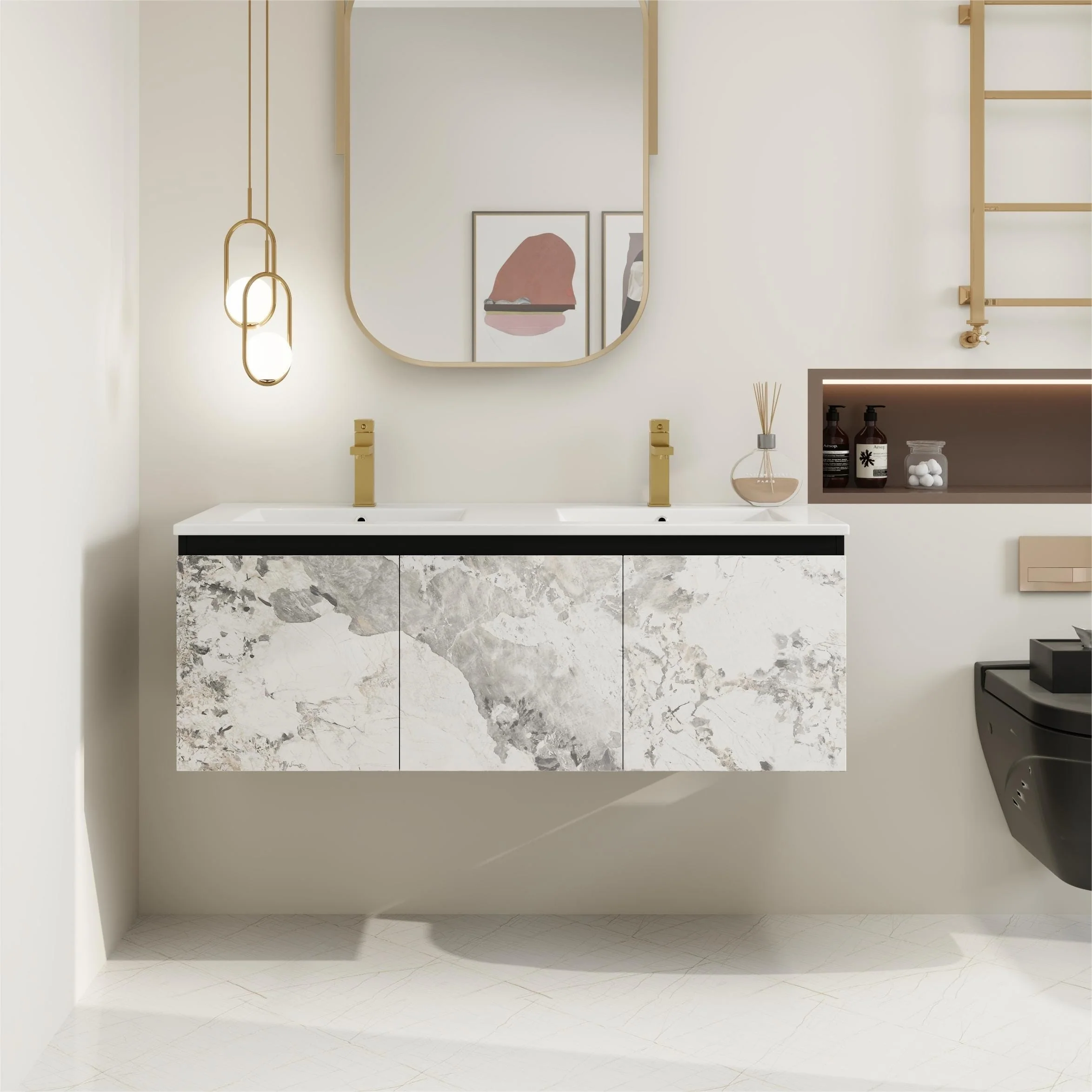 BNK 24/30/48 Inch Double Sink Bathroom Vanity with Soft Close Door