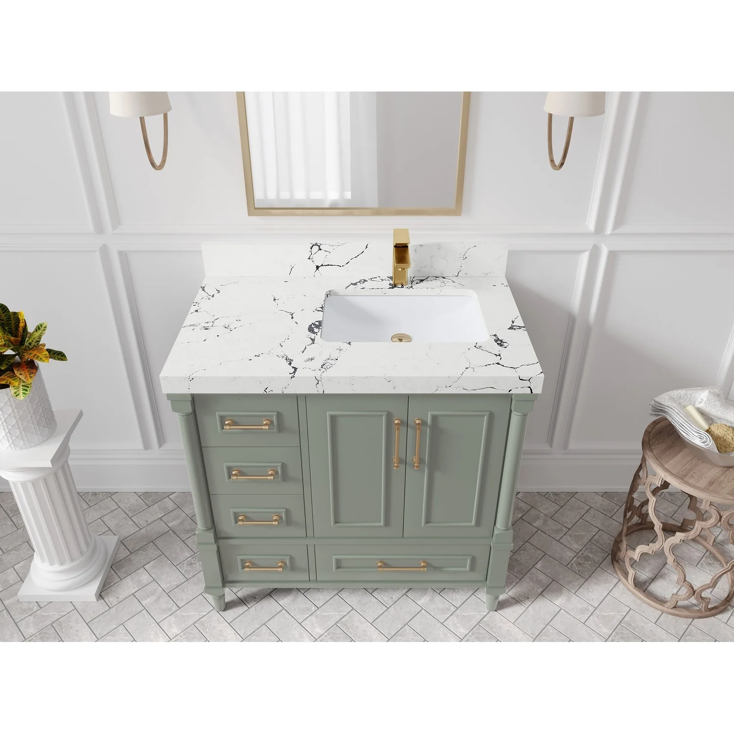 Willow Collections 36 in. W x 22 in. D Aberdeen Right Offset Sink Bathroom Vanity with Countertop
