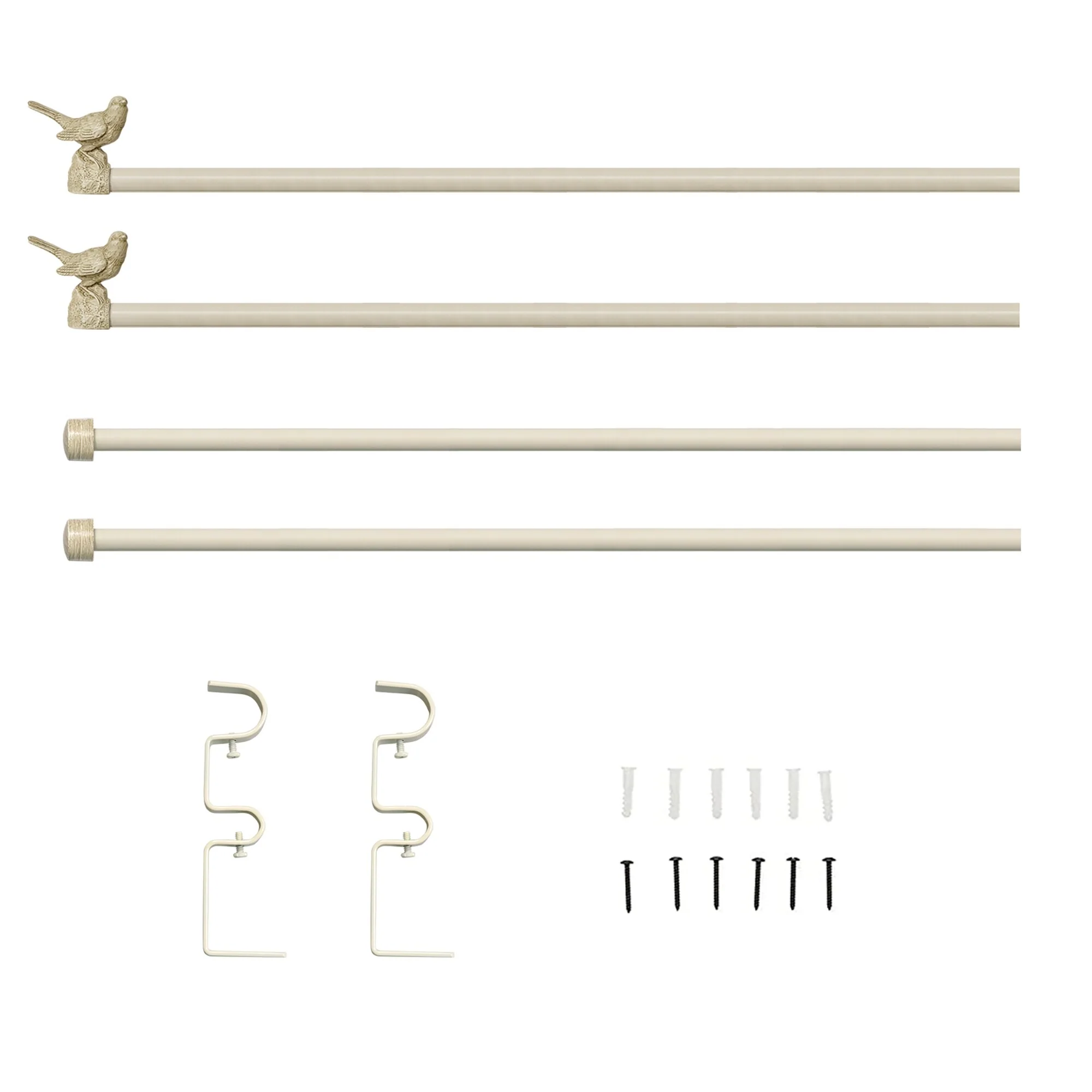 MERIVILLE 1-Inch Diameter Double Window Curtain Rod, Bird Finials