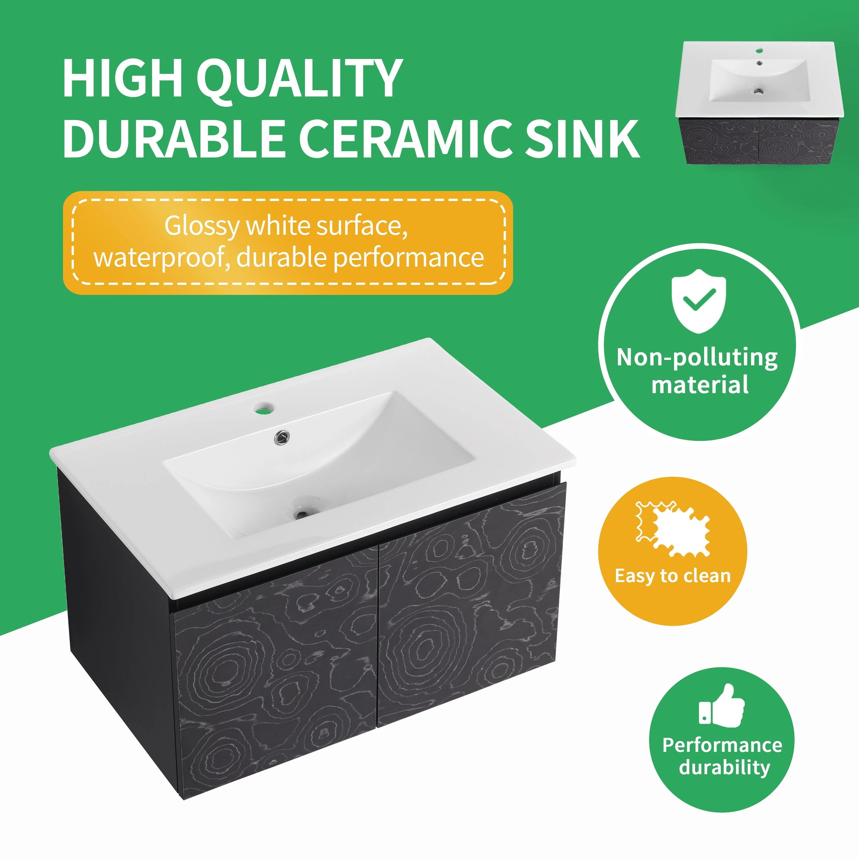 BNK 24/30/48 Inch Double Sink Bathroom Vanity with Soft Close Door