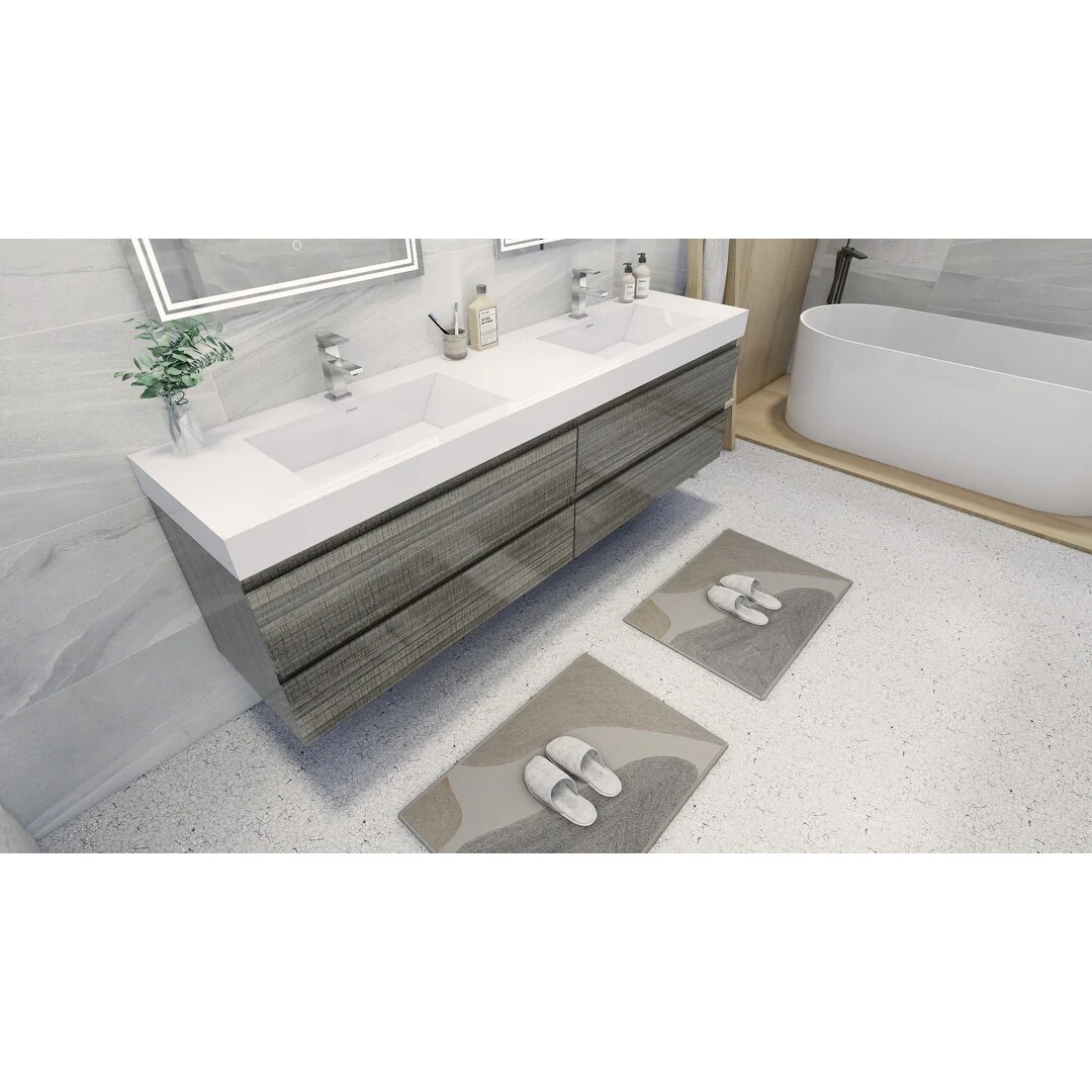 Baillie 72'' Wall-Mounted Vanity with Double Reinforced Acrylic Sink
