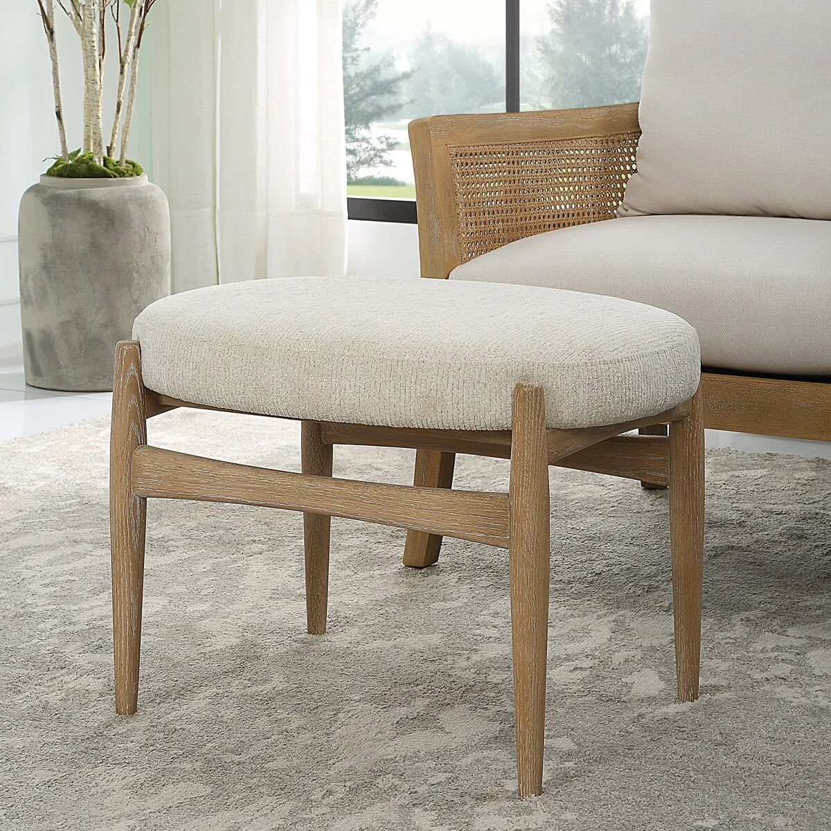 Uttermost Acrobat Off-White Small Bench - 25 W X 19 H X 20