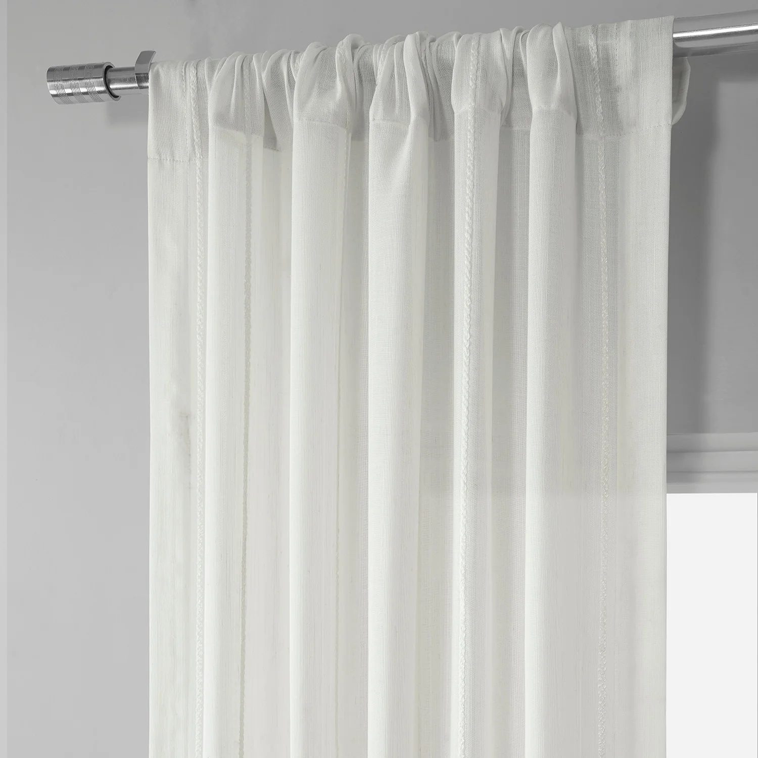 Exclusive Fabrics Aruba Striped Linen Sheer Curtain (1 Panel)