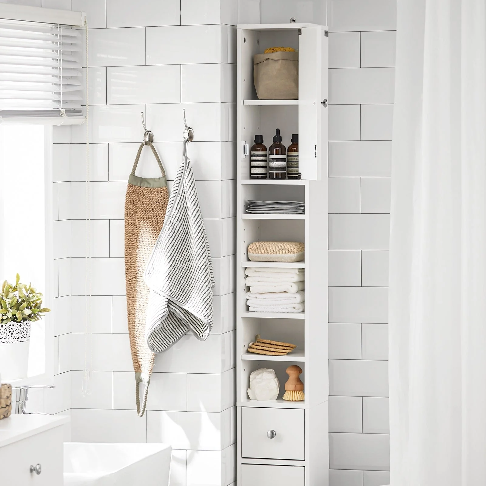 SoBuy BZR34-W, Bathroom Tall Cabinet Cupboard Storage Cabinet