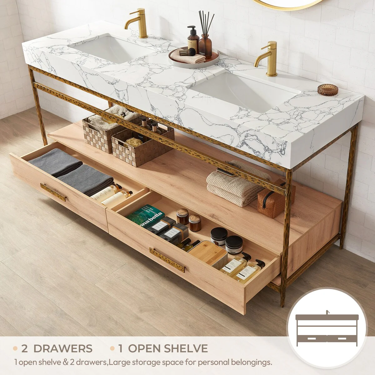 Dhaka Bath Vanity with Composite Stone Top without Mirror