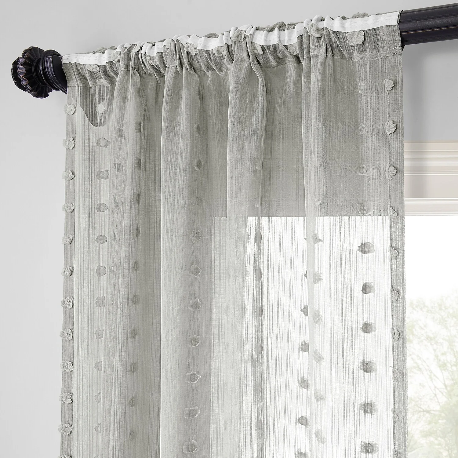Exclusive Fabrics Strasbourg Dot Patterned Faux Linen Sheer Curtain (1 Panel)