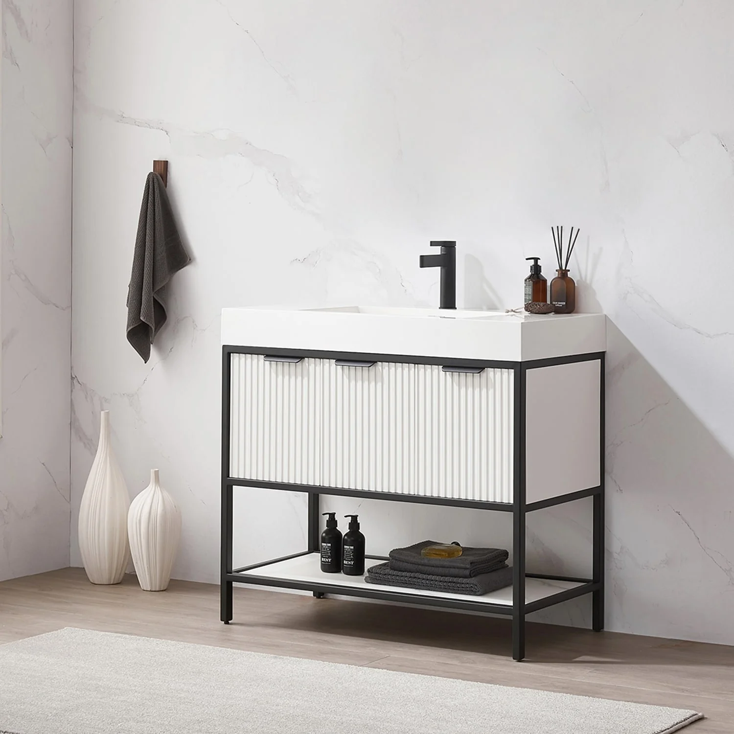 Marcilla 36 in. Single Sink Bath Vanity with Stone Sink Top