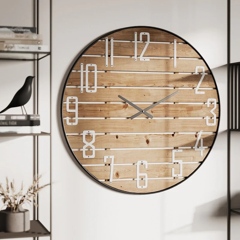 Lorena Round Wood Farmhouse Wall Clock - 33