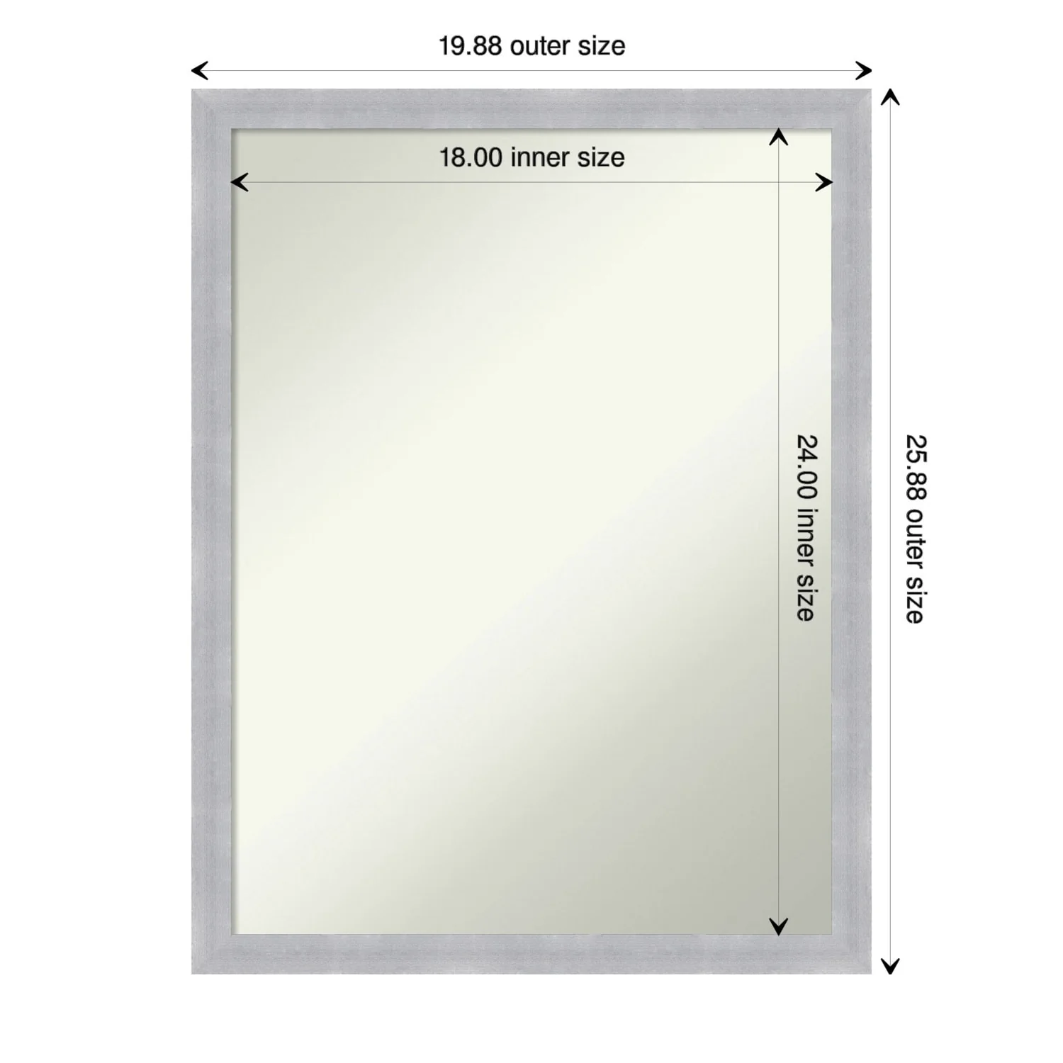 Non-Beveled Bathroom Wall Mirror - Grace Brushed Nickel Narrow Frame