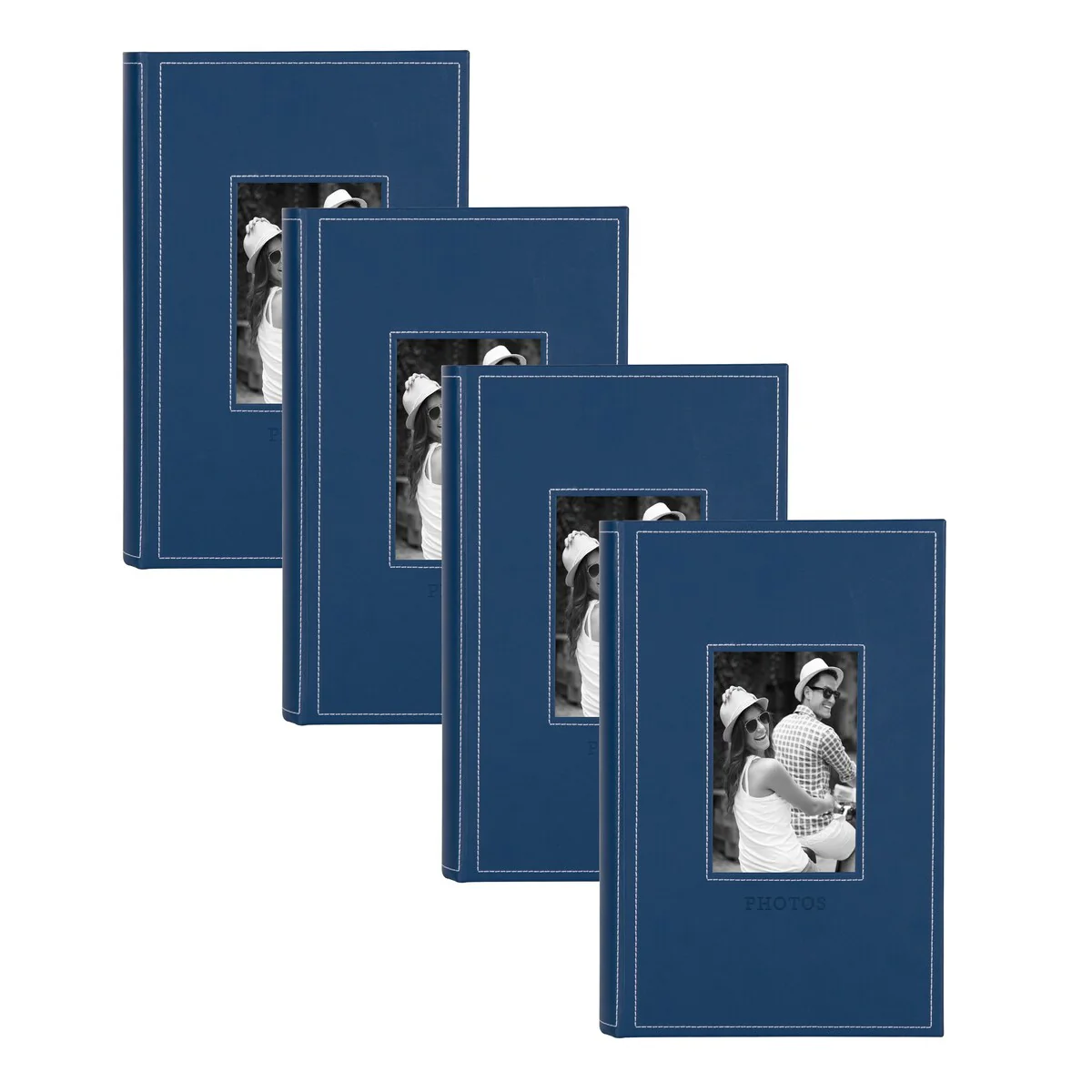 DesignOvation Debossed Black Faux Leather Photo Album (Pack of 4)