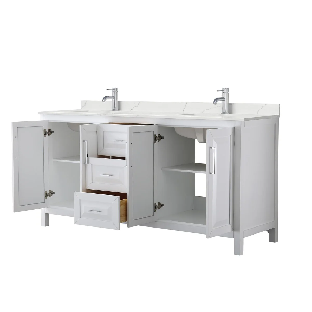 Daria 72-inch Double Vanity, Single Hole Quartz Top