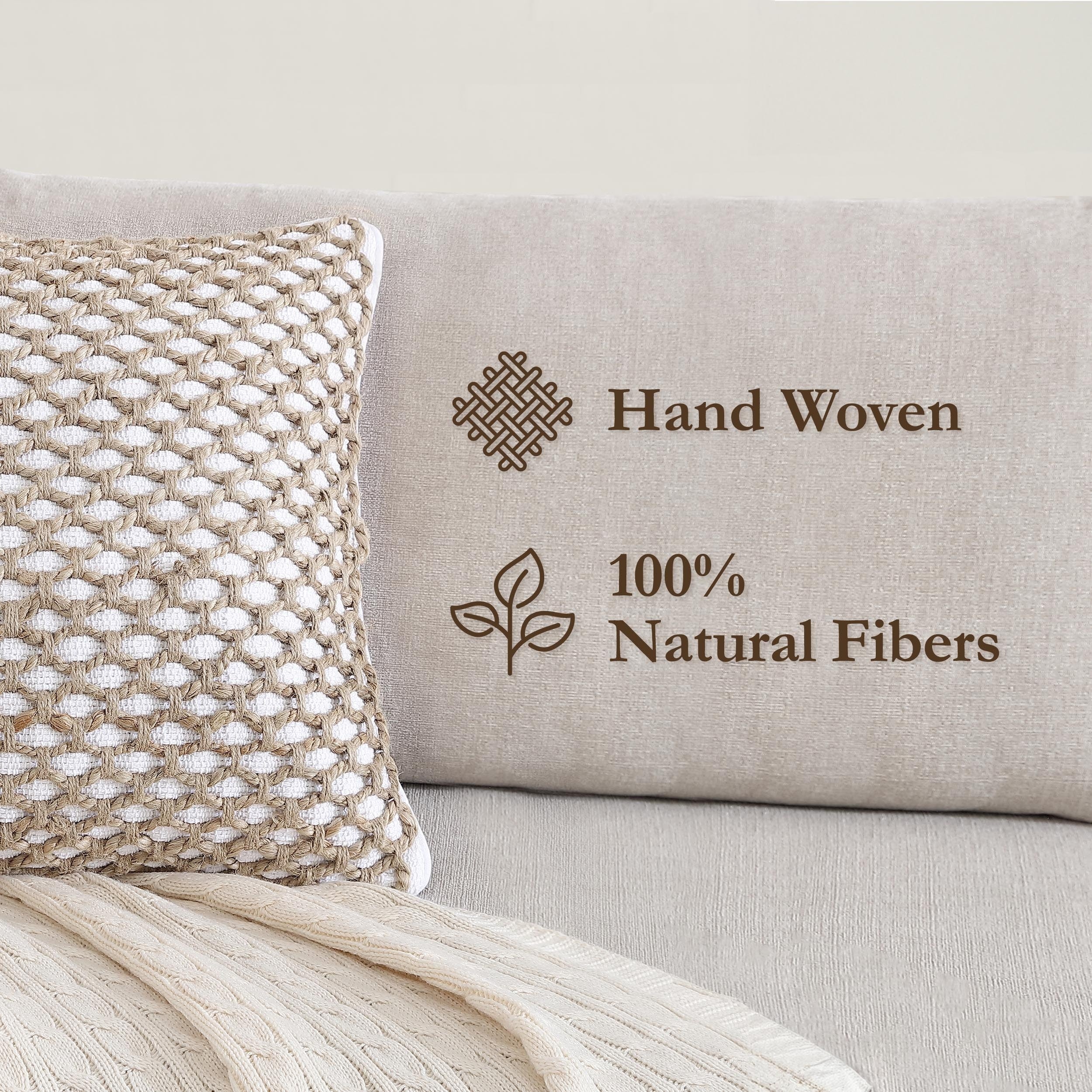 Boho Living Jada Braided Cotton/Jute Throw Pillow Covers