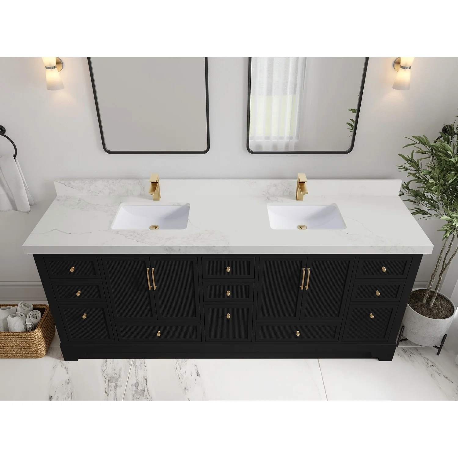 Willow Collections 84 in. W x 22 in. D Alys Double Bowl Sink Bathroom Vanity with Countertop