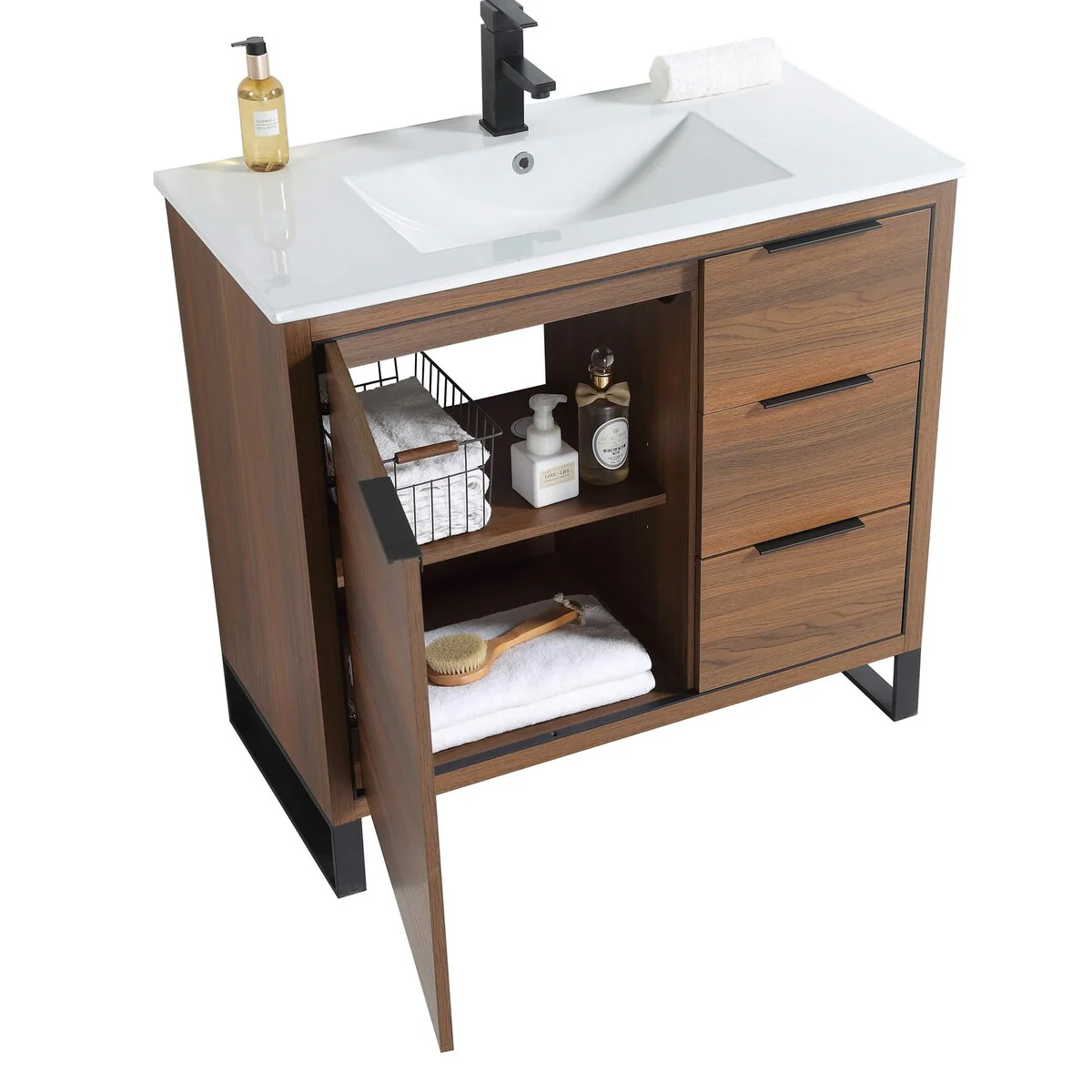 Fine Fixtures Opulence Collection Bathroom Vanity with White Ceramic Sink