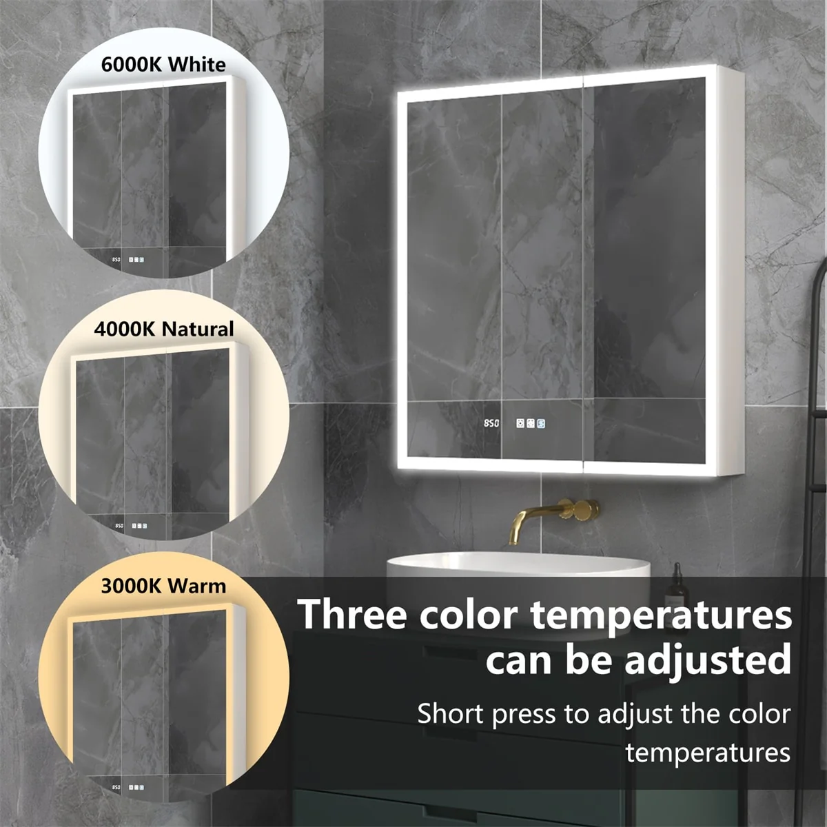 ExBrite Led Lighted Medicine Cabinet Recessed or Surface with Mirrors