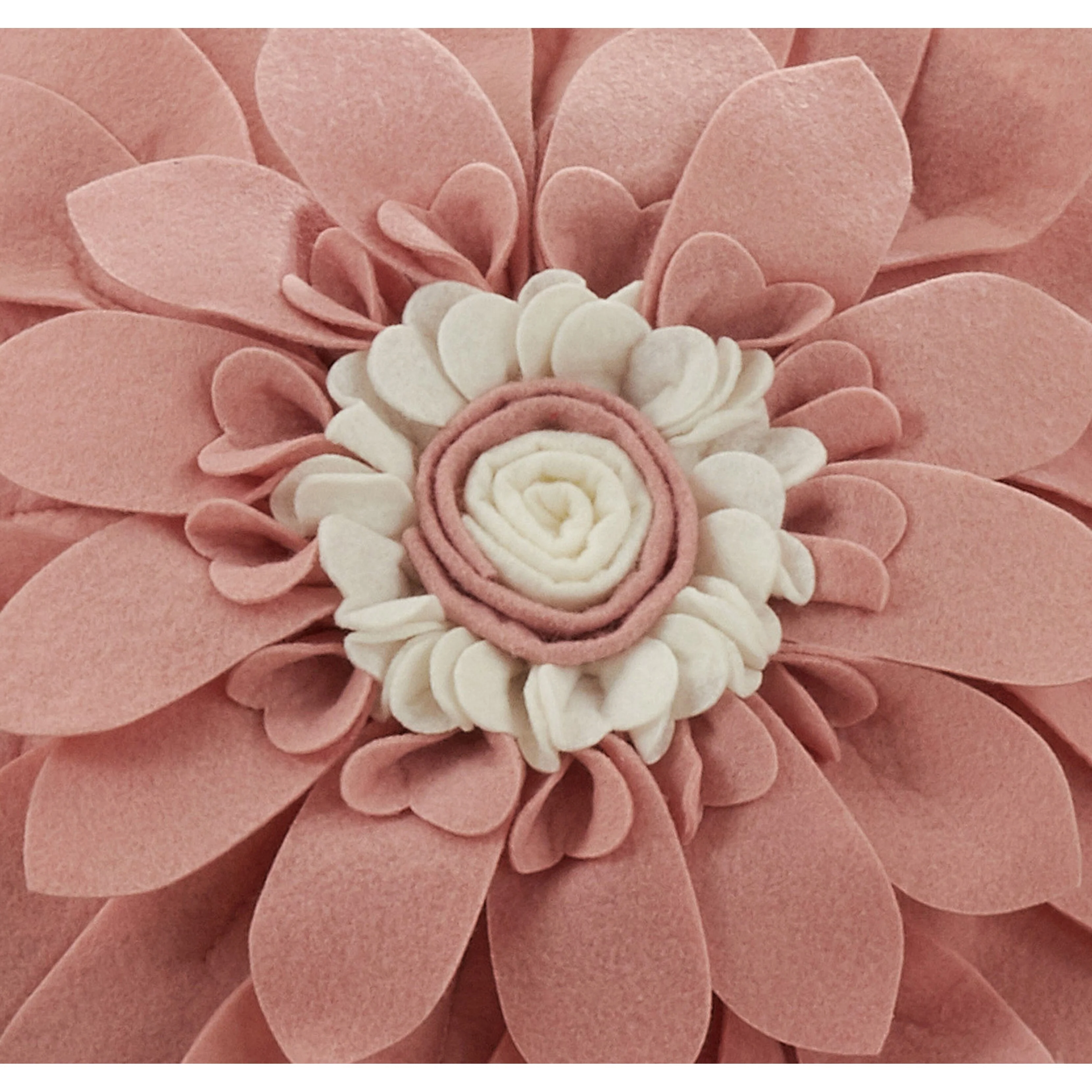 Felt Flower Design Poly-Filled Throw Pillow