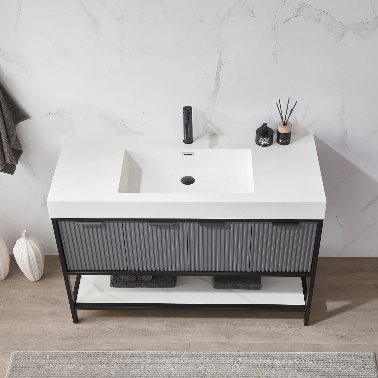 Marcilla 48 in. Single Sink Bath Vanity with Stone Sink Top