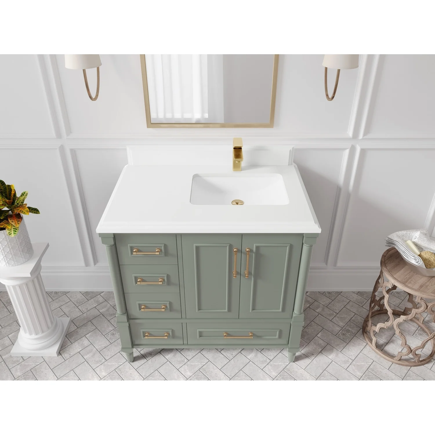 Willow Collections 36 in. W x 22 in. D Aberdeen Right Offset Sink Bathroom Vanity with Countertop