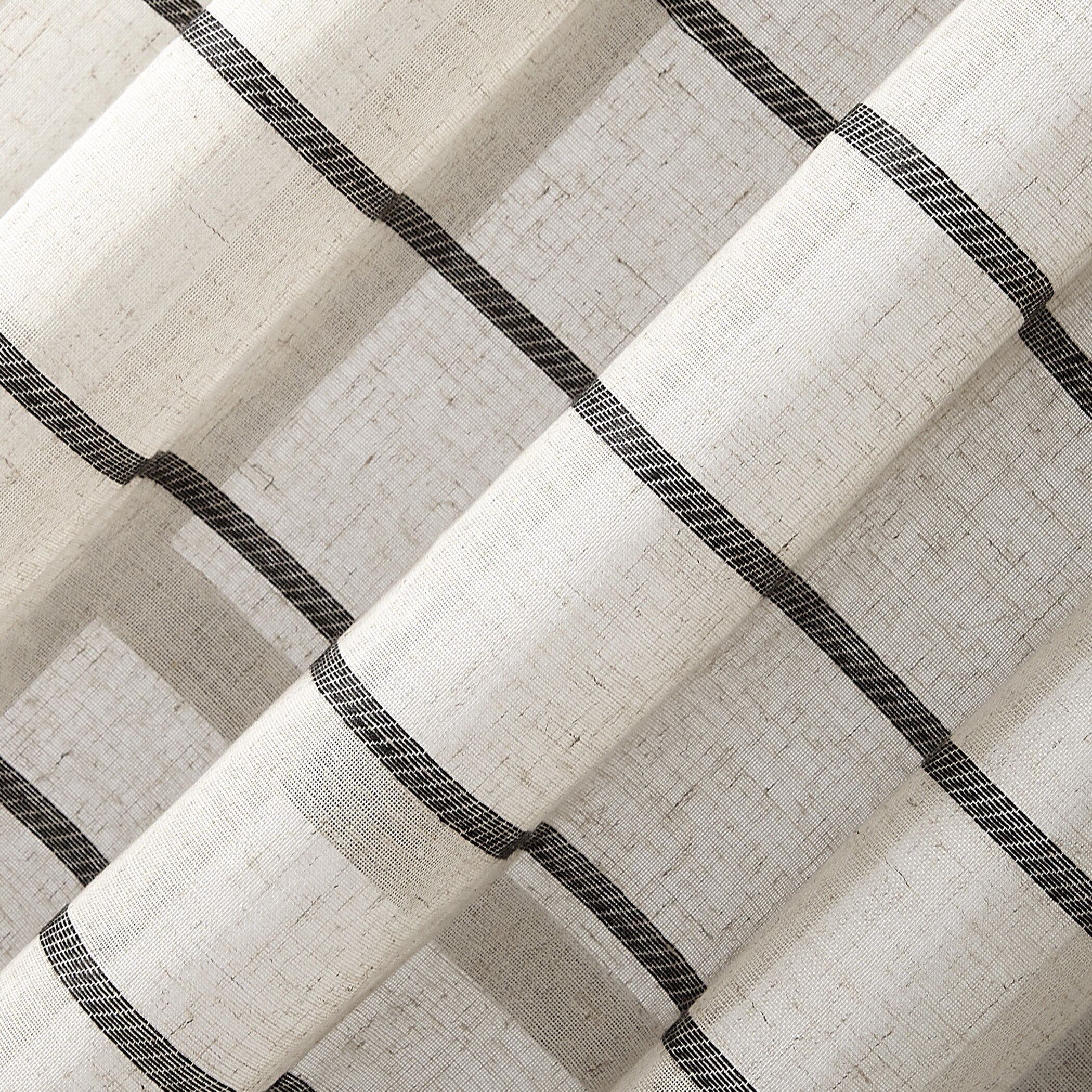 Clean Window Twill Stripe Anti-Dust Linen Blend Sheer Curtain Panel, Single Panel