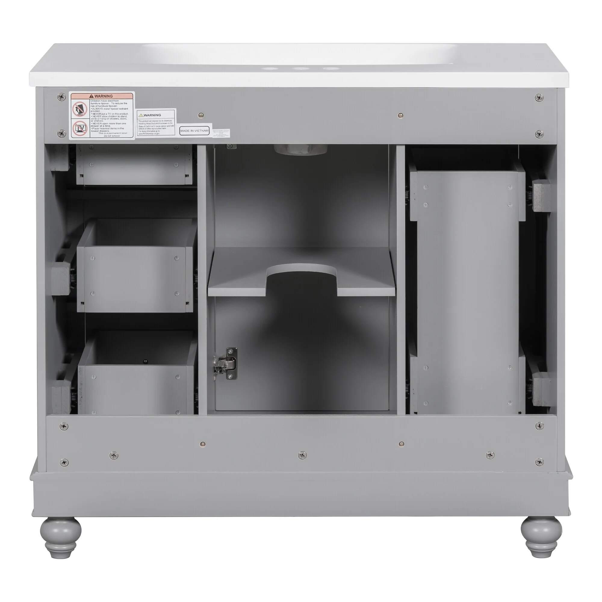 Bathroom Vanity with Sink, Bathroom Vanity Cabinet with 4 Drawers and 1 Door, Storage Cabinet with Adjustable Shelves