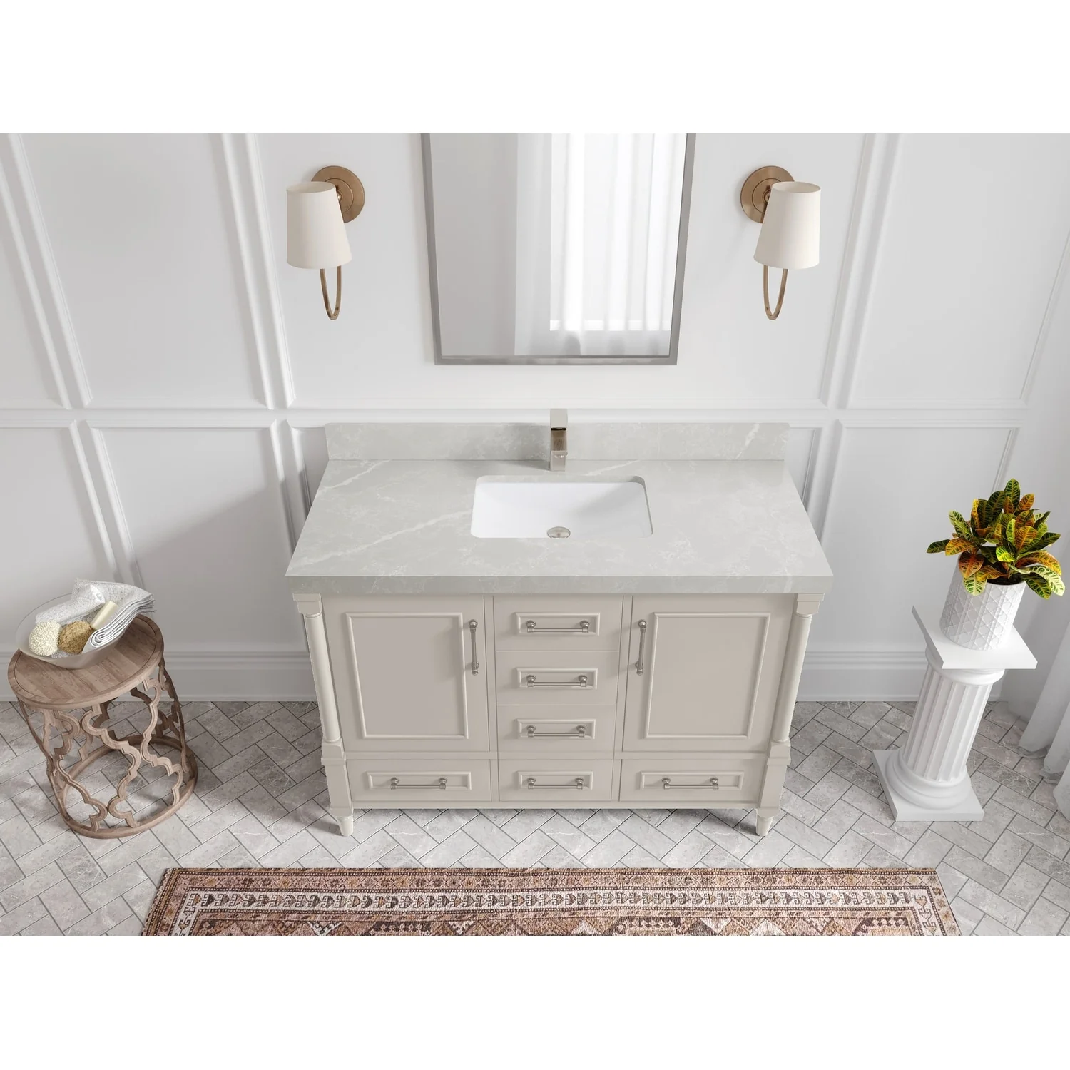 Willow Collections 48 in. W x 22 in. D Aberdeen Single Bowl Sink Bathroom Vanity with Countertop