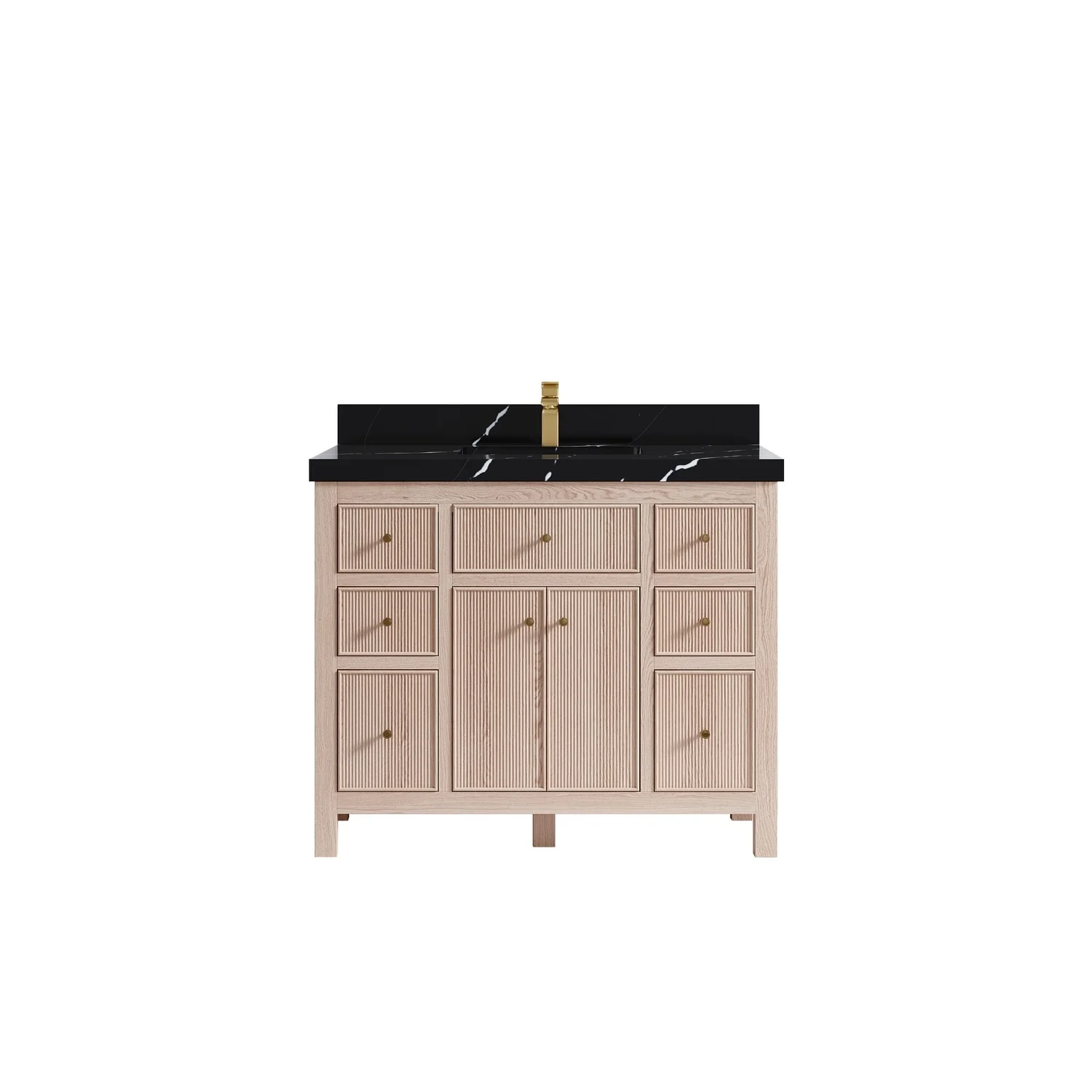 Willow Collections 42 x 22 Sonoma White Oak Wood Single Sink Bathroom Vanity with Quartz or Marble Countertop