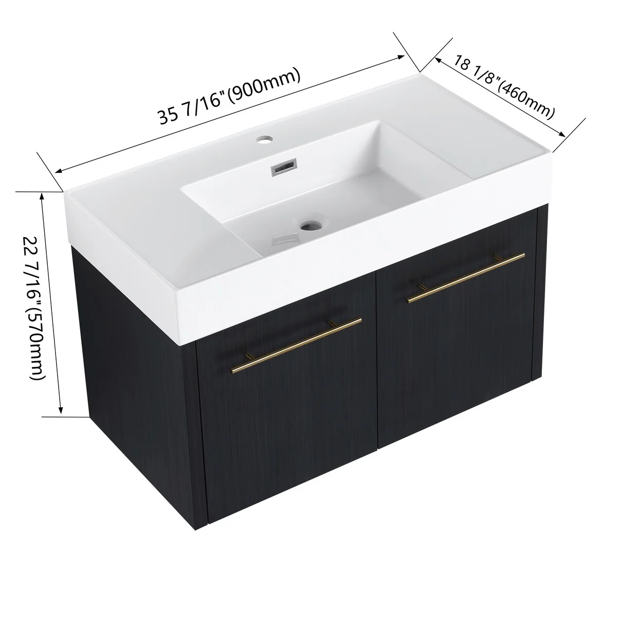 Bathroom Vanity With Sink In 24/30/36 Inch, Floating Bathroom Vanity with Soft Close Door