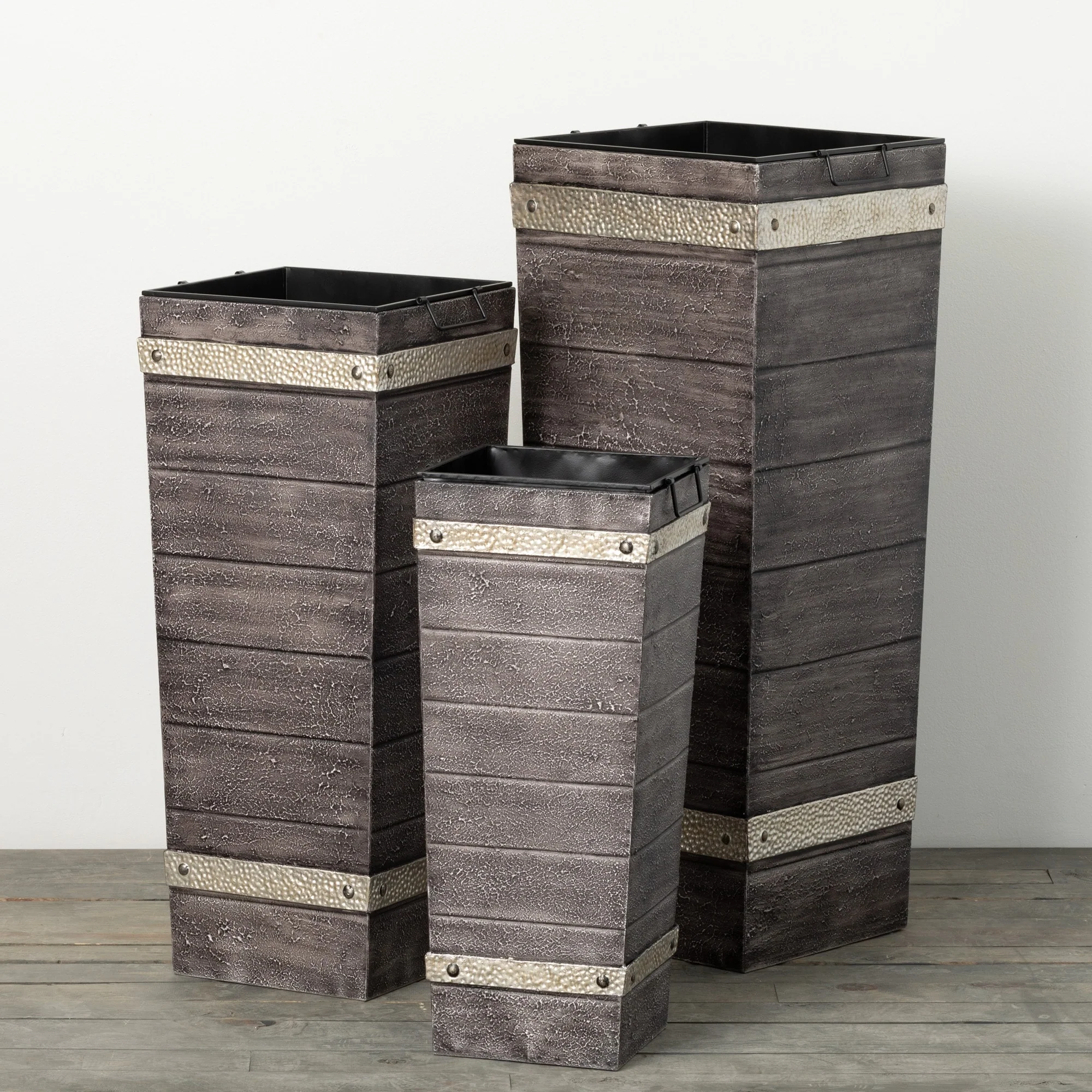 Sullivans 24.25 in., 30.2.5 in. and 36.25 in. Trim Tall Tapered Pots - Set of 3